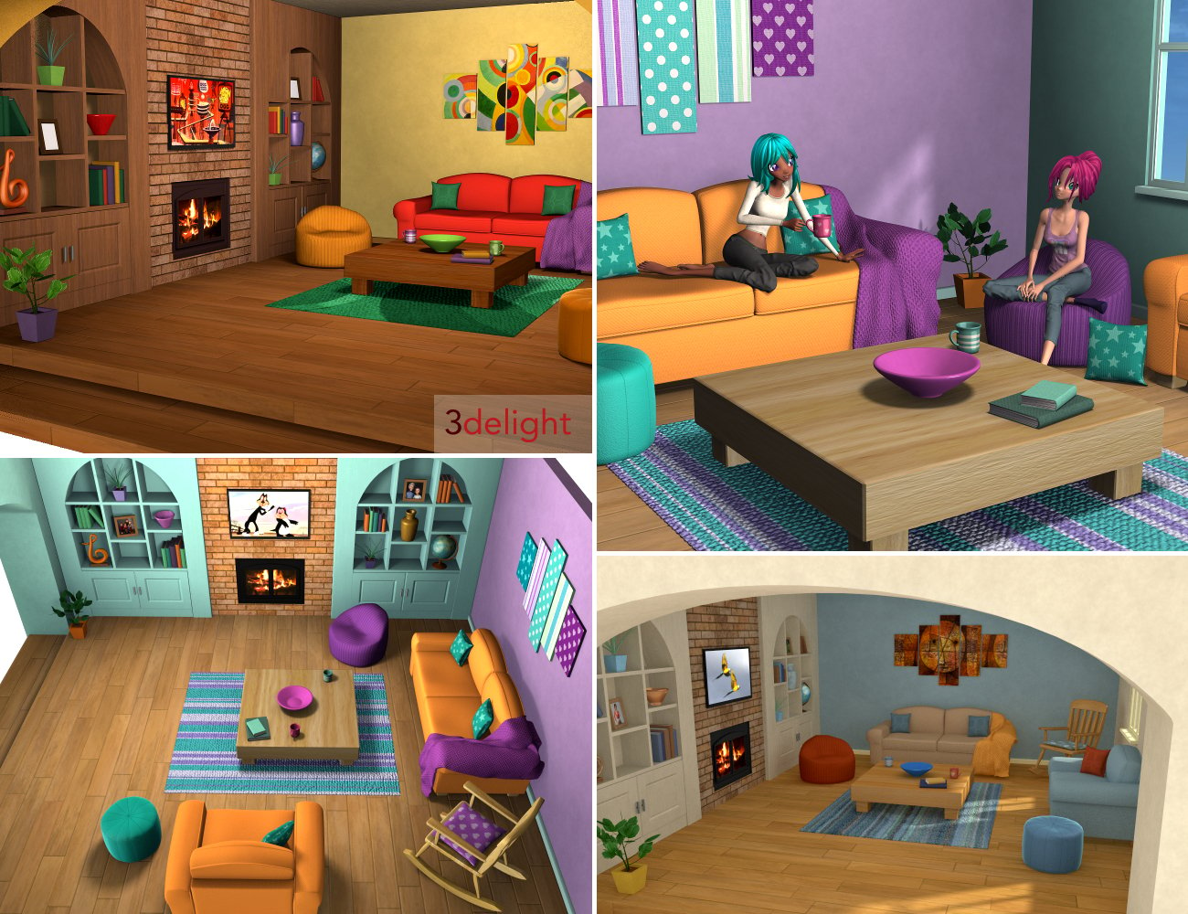 Toon-2-Real: Comfy Family Room by: Inkara, 3D Models by Daz 3D