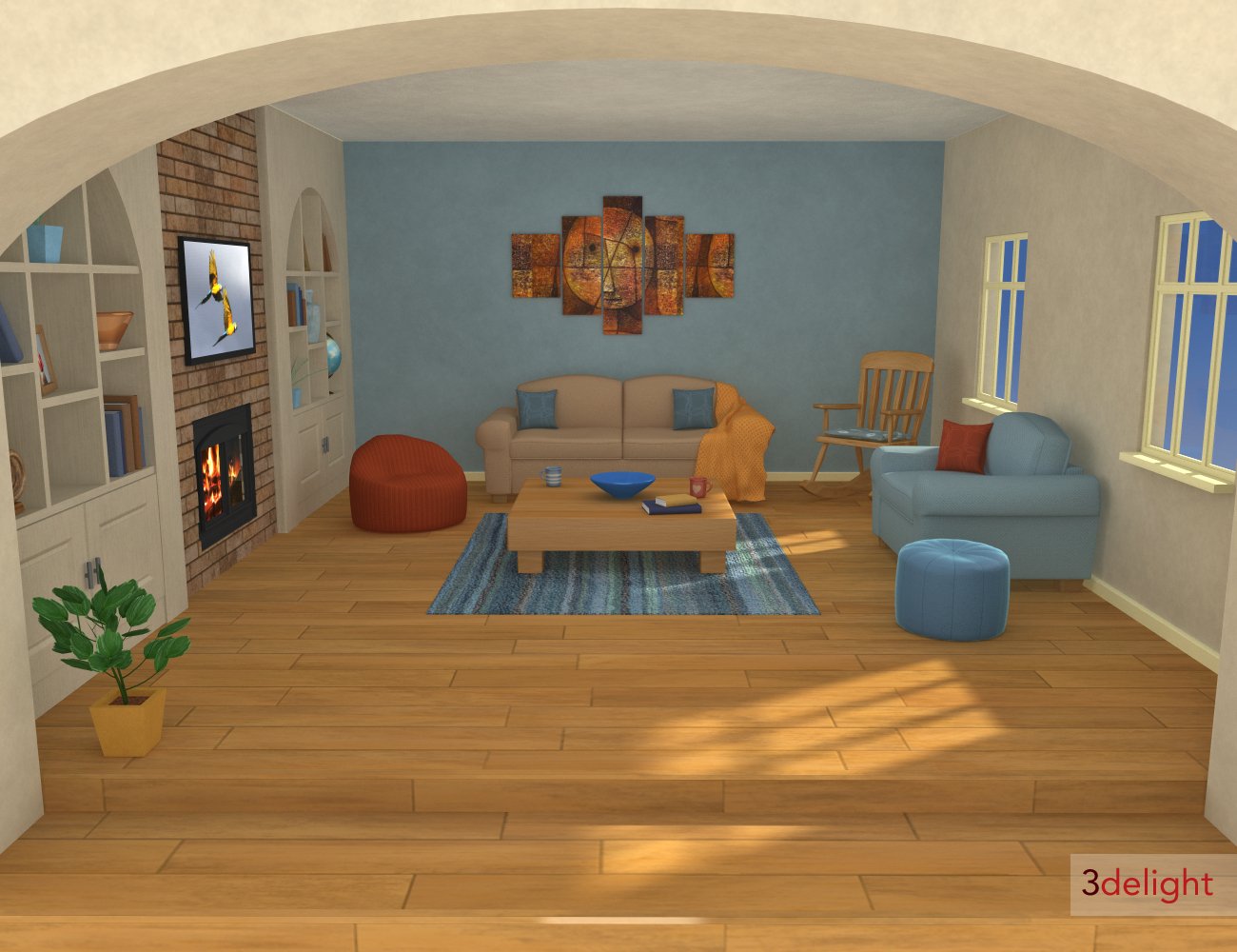 Toon-2-Real: Comfy Family Room by: Inkara, 3D Models by Daz 3D
