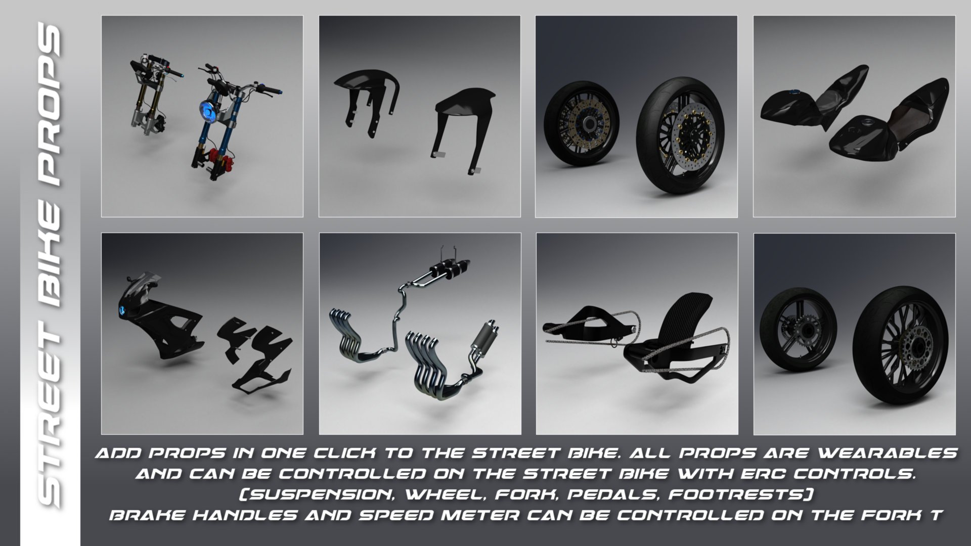 Street Bike Construction Kit Street Bike Construction Kit by: Mely3D, 3D Models by Daz 3D