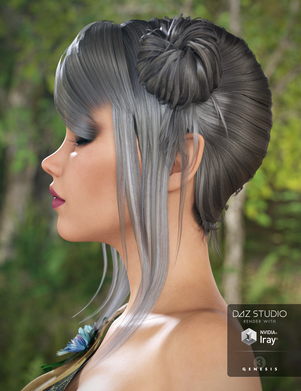 Honey Buns Hair Honey Buns Hair by: Propschick, 3D Models by Daz 3D