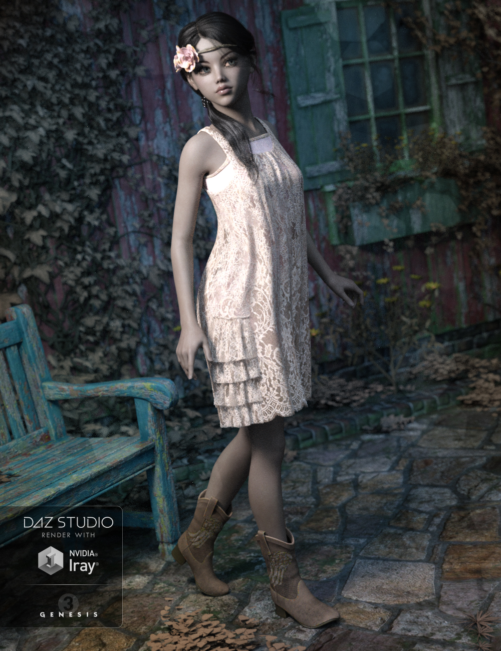 Country Girl Outfit Textures by: Anna Benjamin, 3D Models by Daz 3D