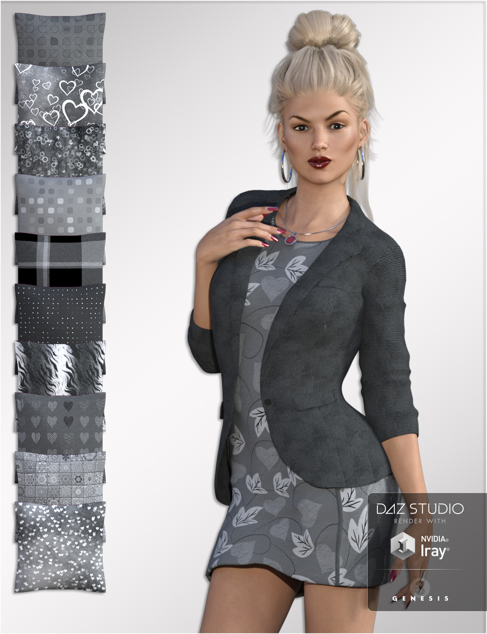 Selection Black and Grey Iray Fabric Shaders by: , 3D Models by Daz 3D