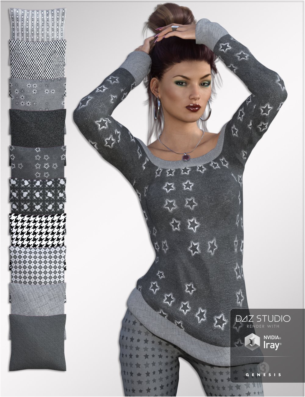 Selection Black and Grey Iray Fabric Shaders Selection Black and Grey Iray Fabric Shaders by: , 3D Models by Daz 3D