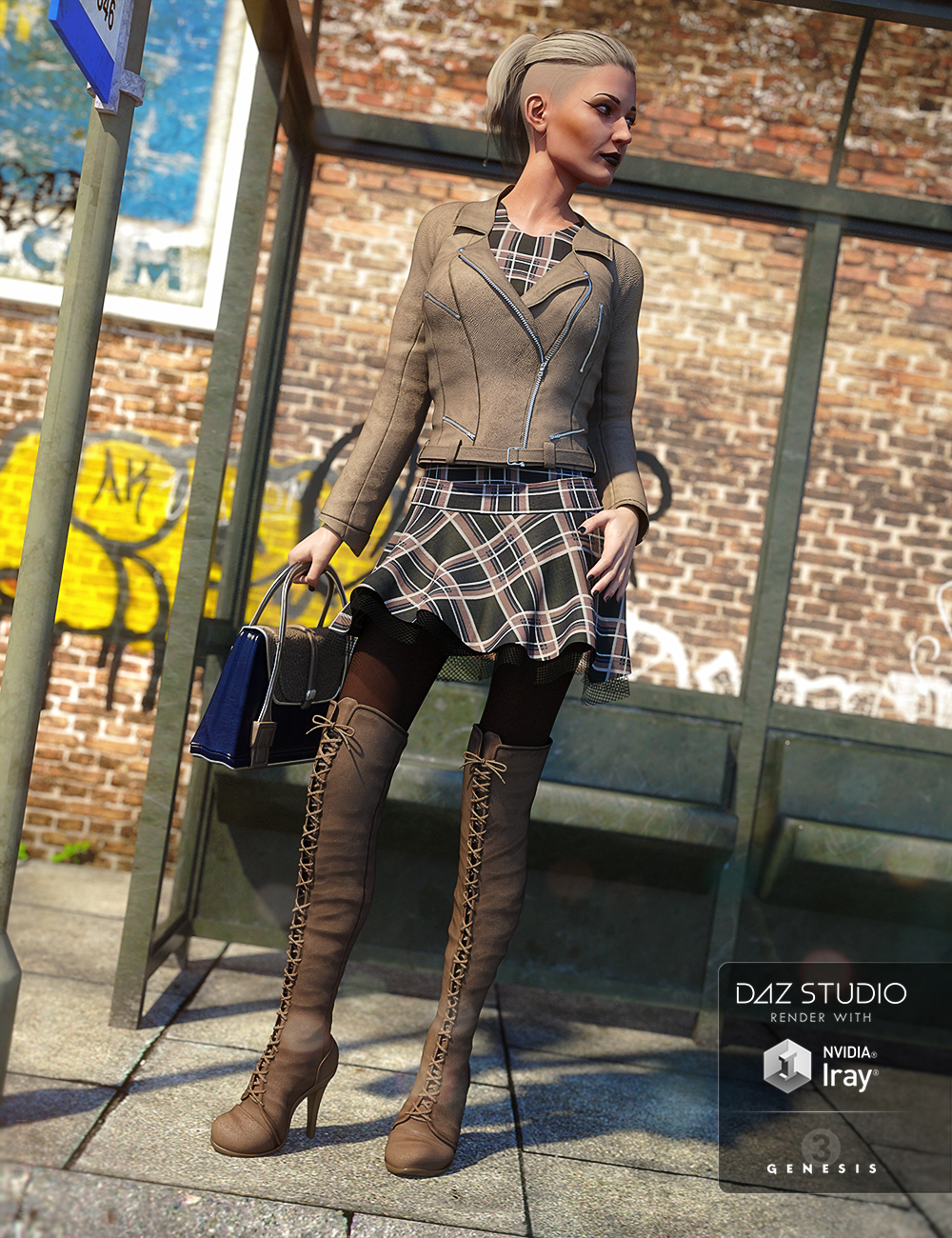 Moto Girl Outfit for Genesis 3 Female(s) by: Barbara BrundonLuthbellinaUmblefugly, 3D Models by Daz 3D