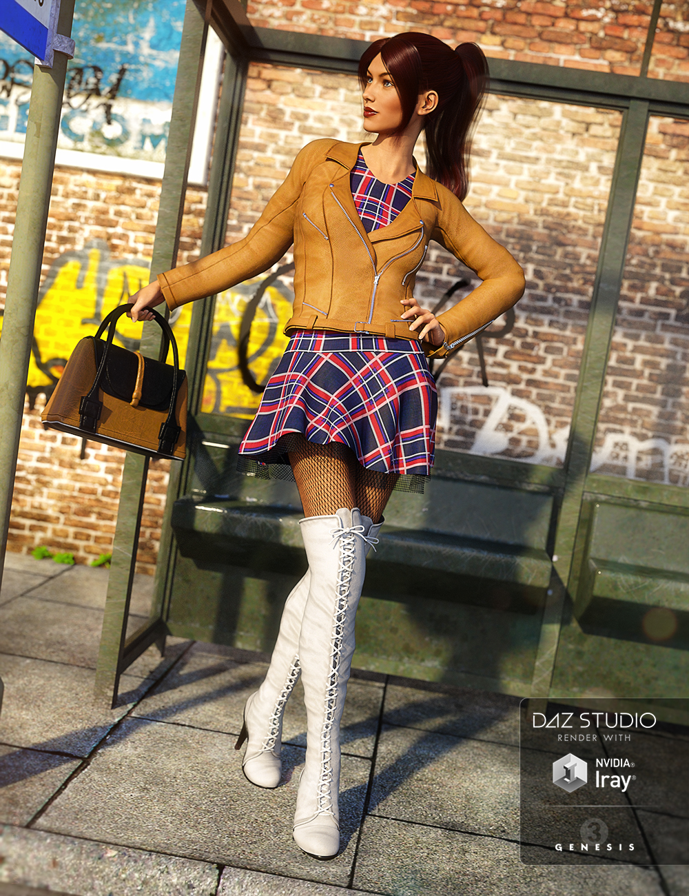 Moto Girl Outfit for Genesis 3 Female(s) by: Barbara BrundonLuthbellinaUmblefugly, 3D Models by Daz 3D