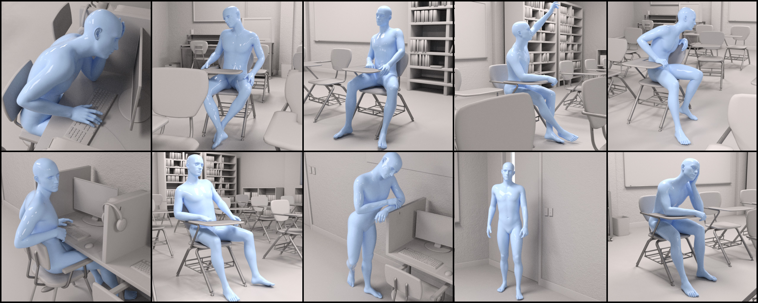 i13 Classroom Poses by: ironman13, 3D Models by Daz 3D