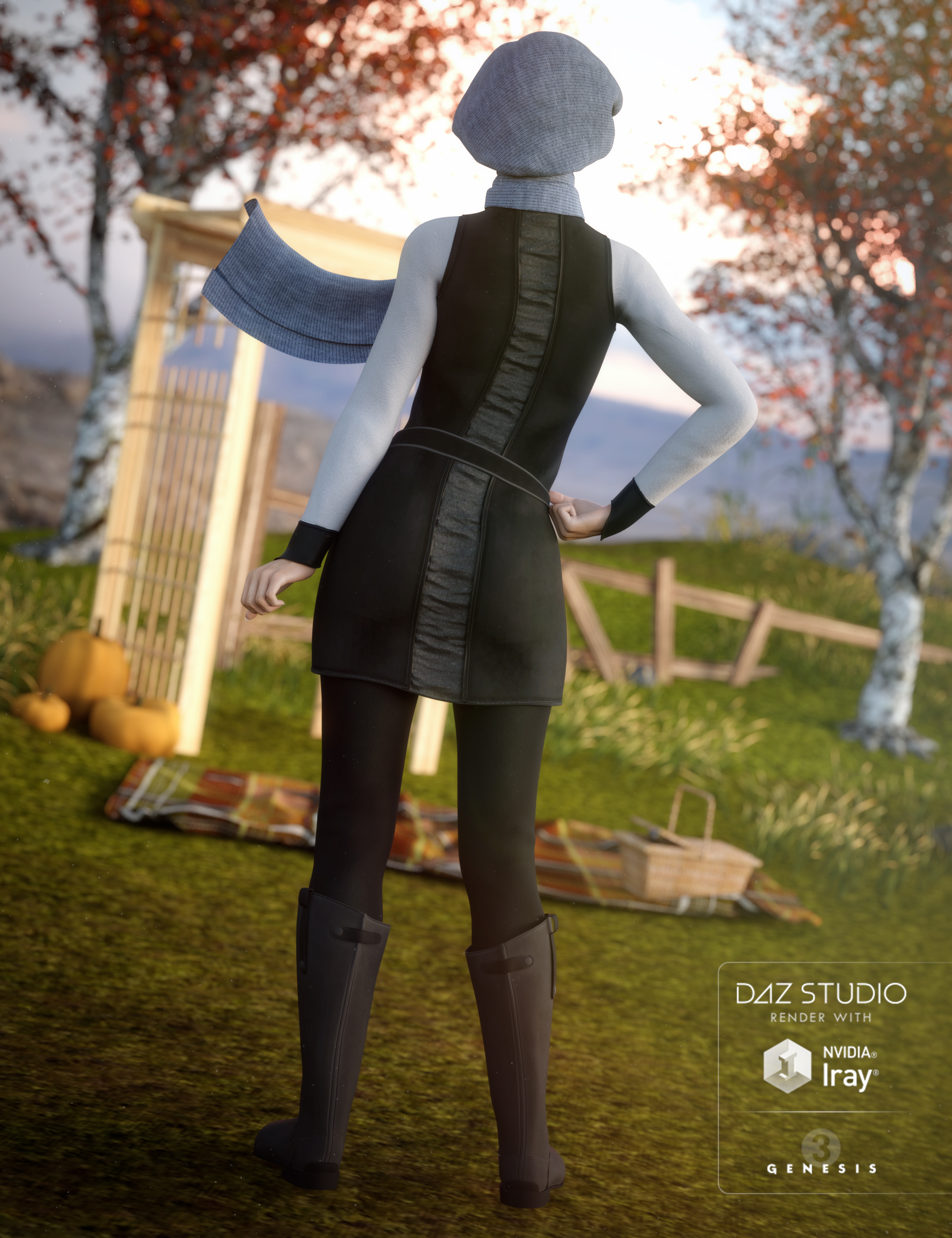 Autumn Chic Outfit for Genesis 3 Female(s) by: , 3D Models by Daz 3D