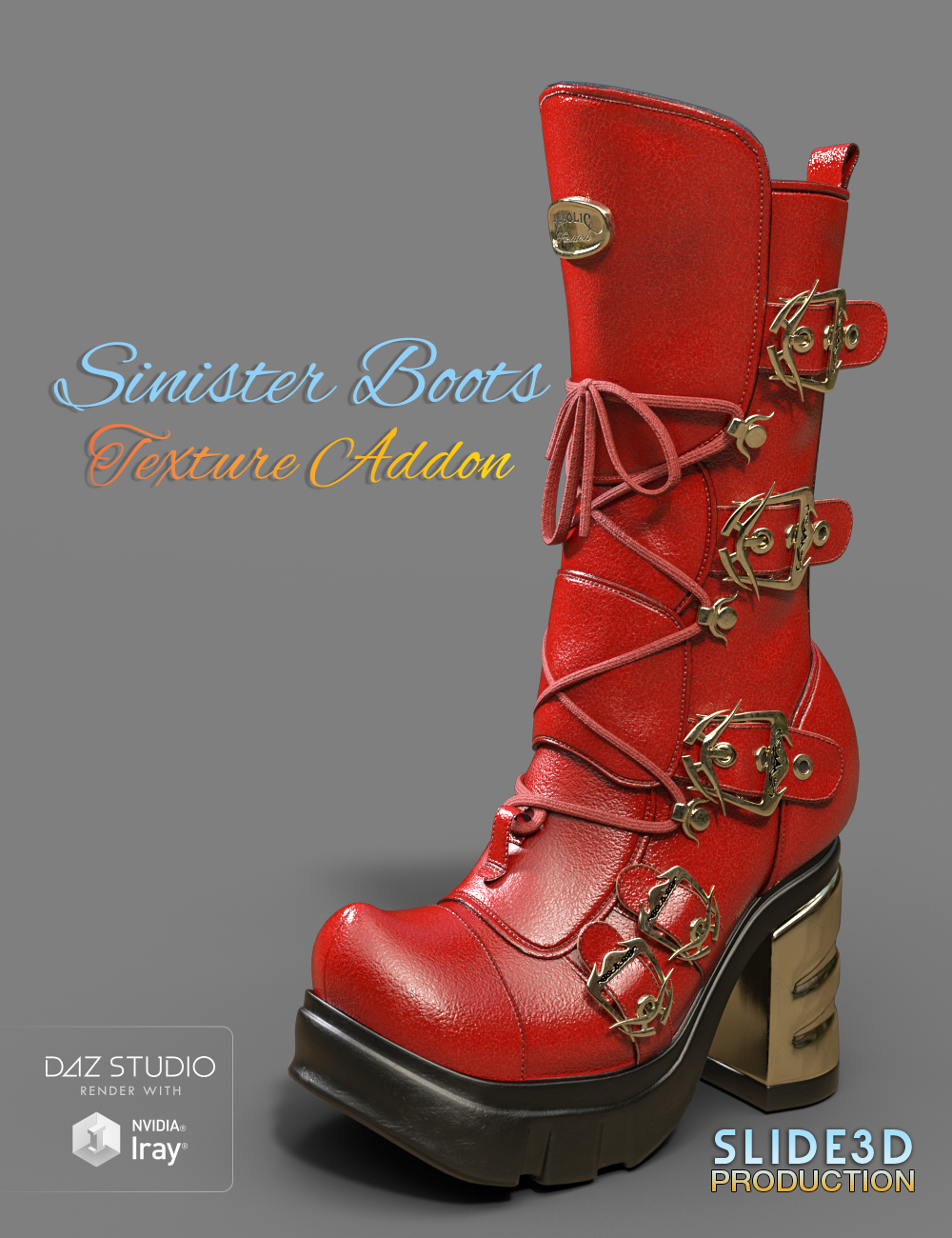 Slide3D Sinister Boots for Genesis 3 Female(s) Texture Addons by: Slide3D, 3D Models by Daz 3D