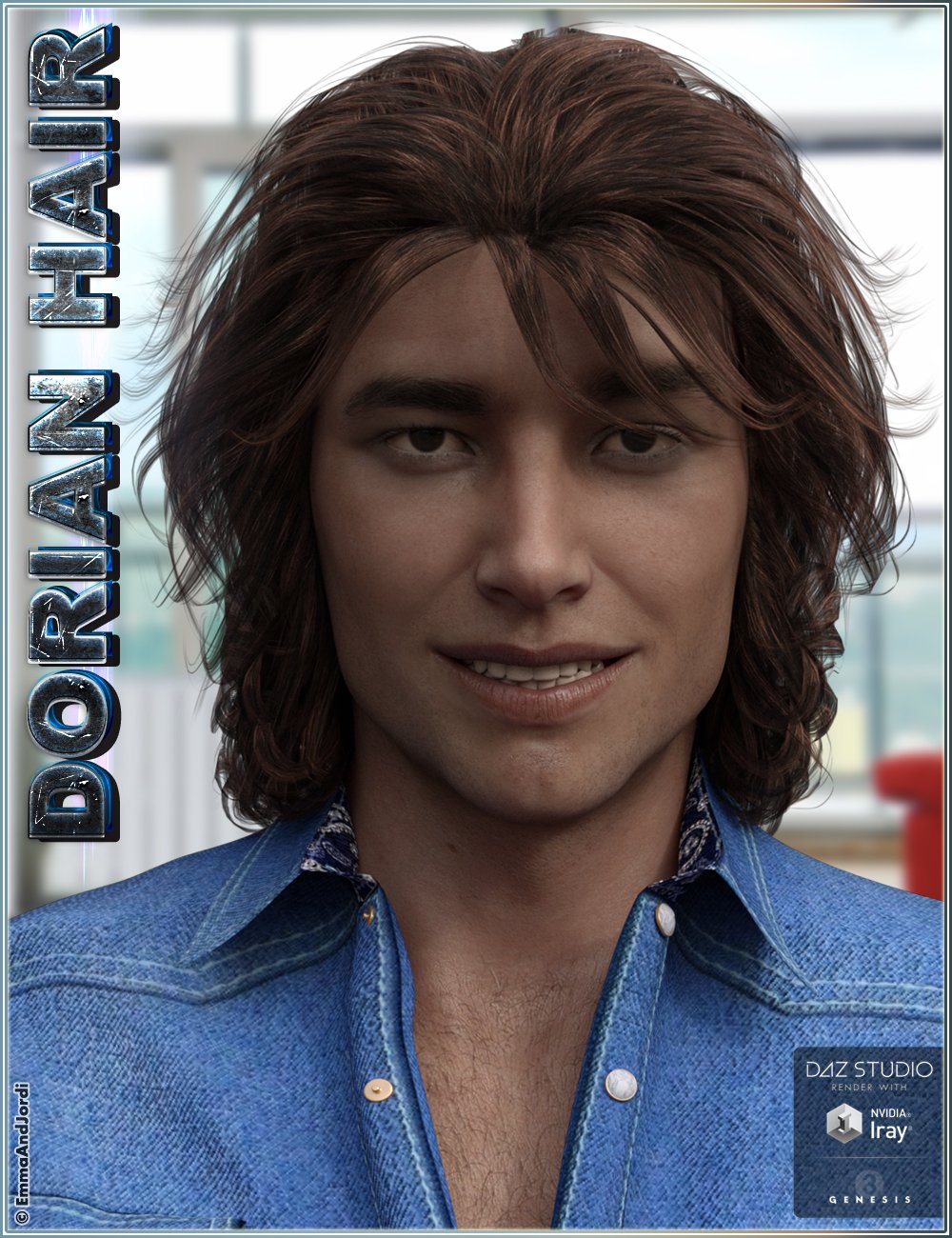 Dorian Hair for Genesis 3 Male(s) by: , 3D Models by Daz 3D