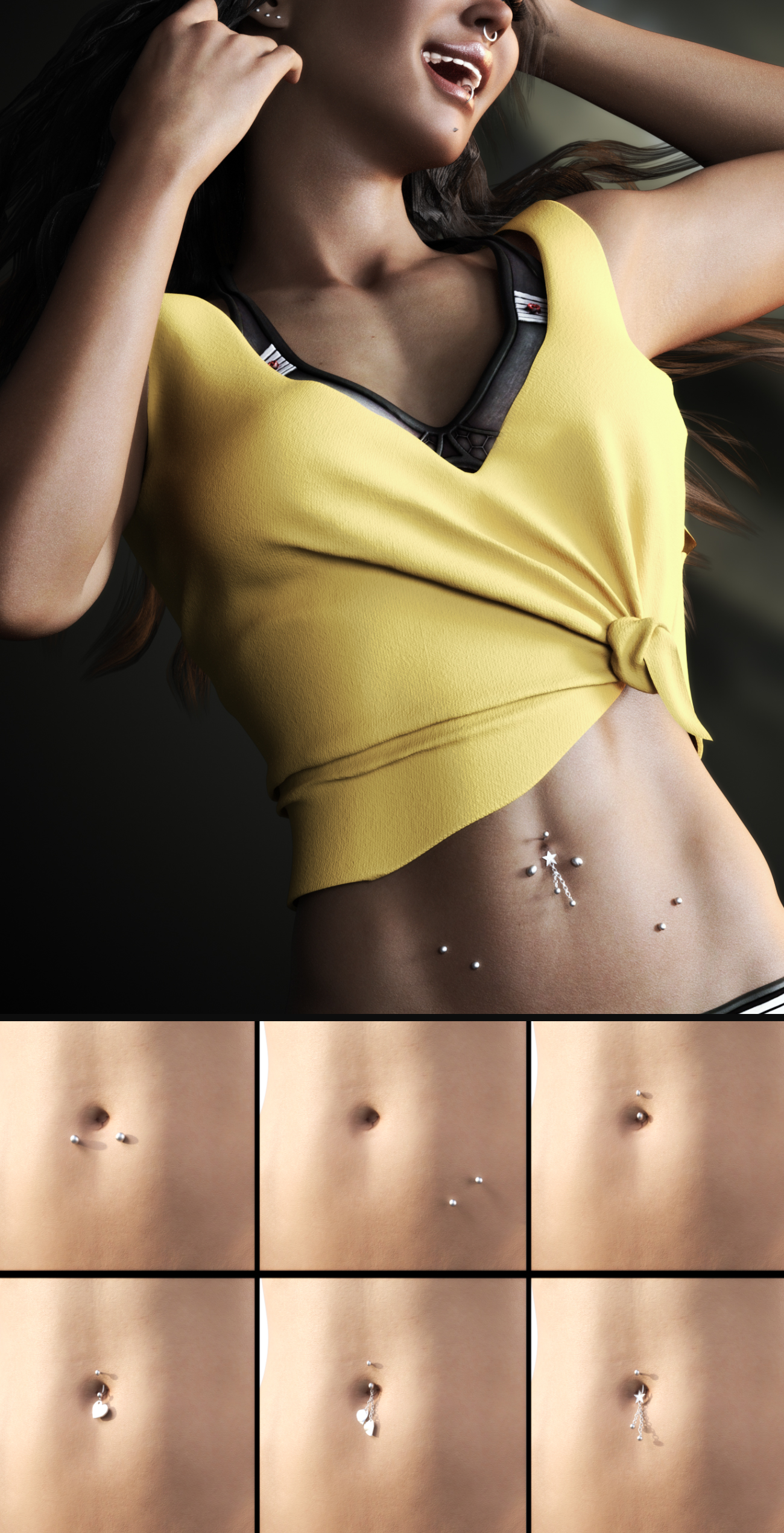 Piercing Collection by: Neikdian, 3D Models by Daz 3D