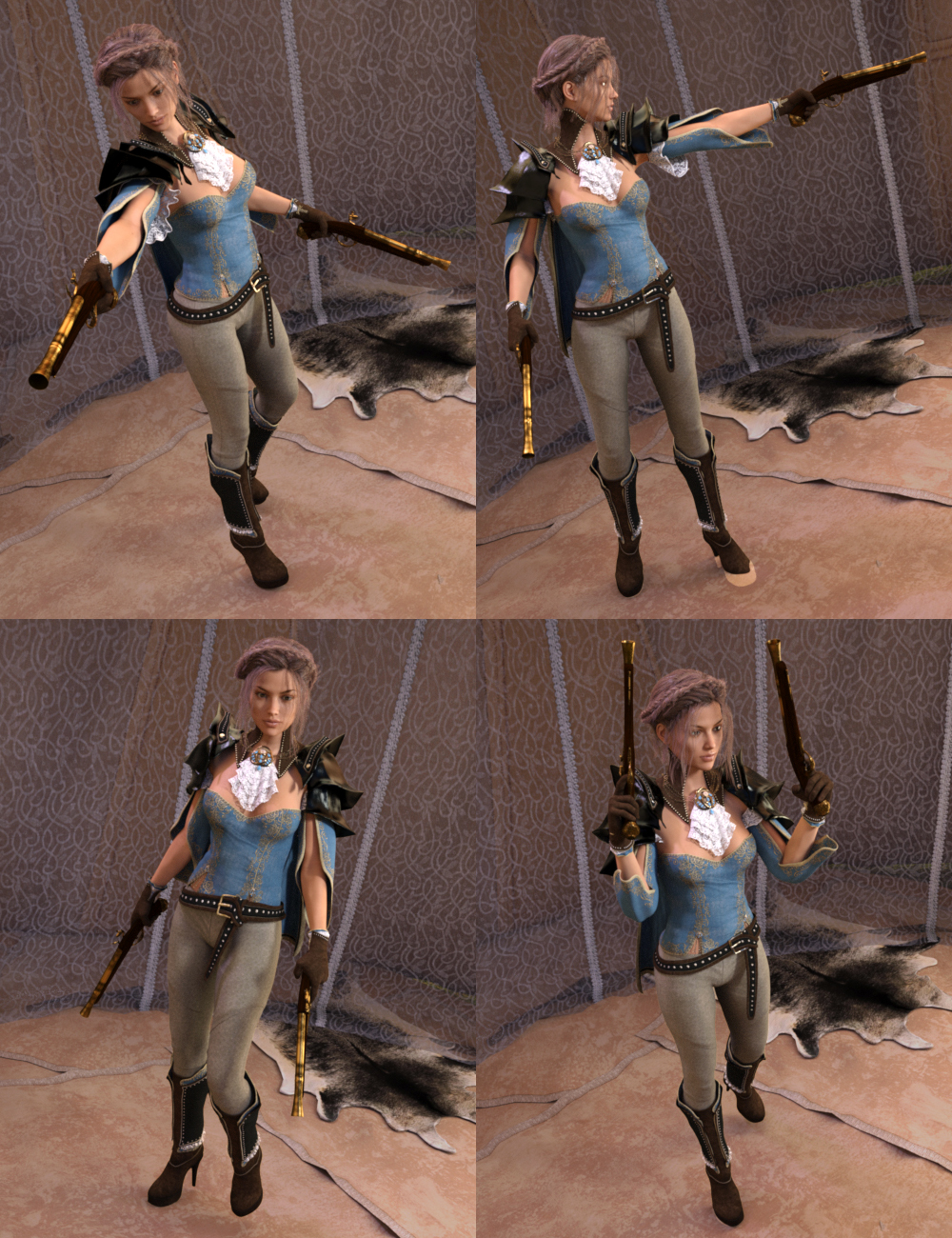 Blunderbuss and Poses for Genesis 3 and 8 Male(s) and Female(s) by: Didier, 3D Models by Daz 3D