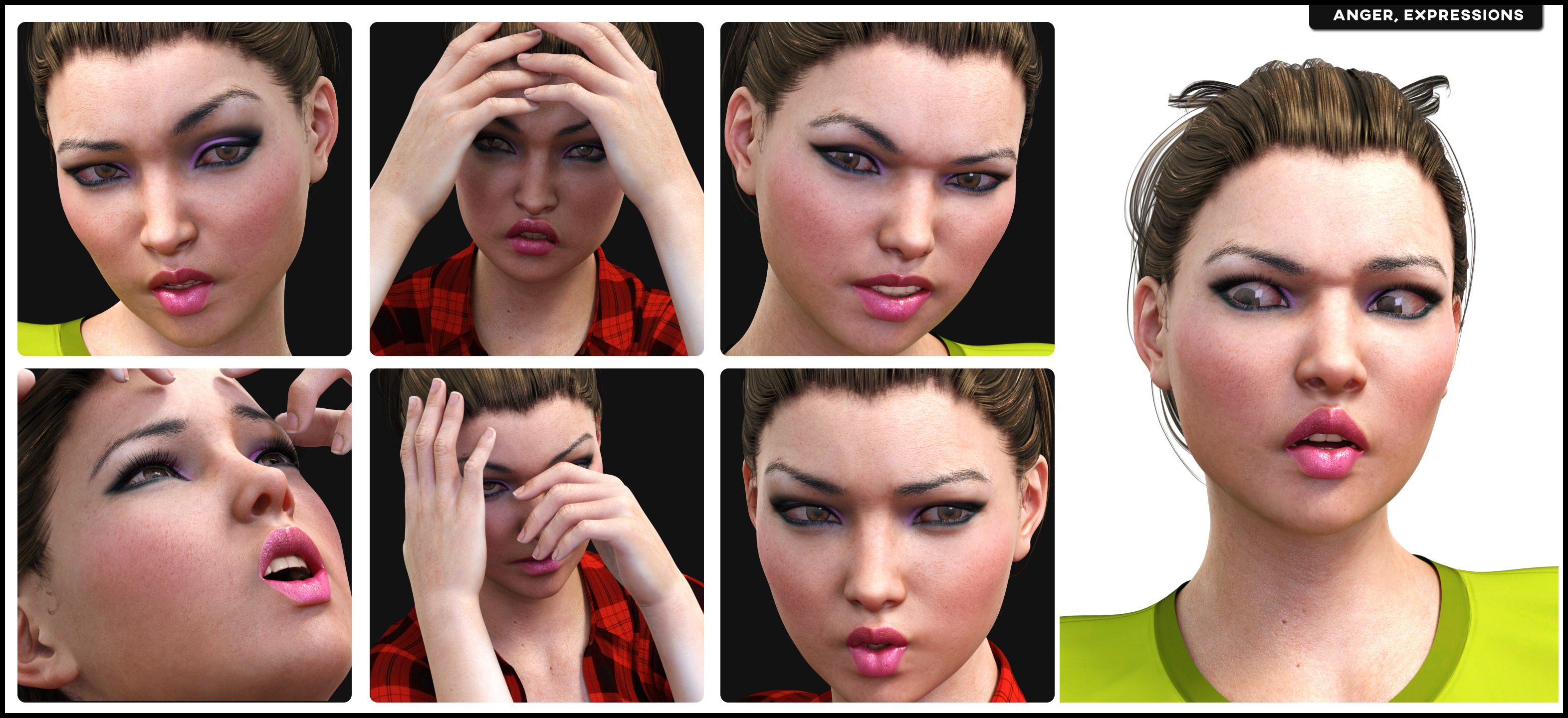 i13 Anger Disgust and Rage Poses and Expressions for Genesis 3 Female(s) by: ironman13, 3D Models by Daz 3D