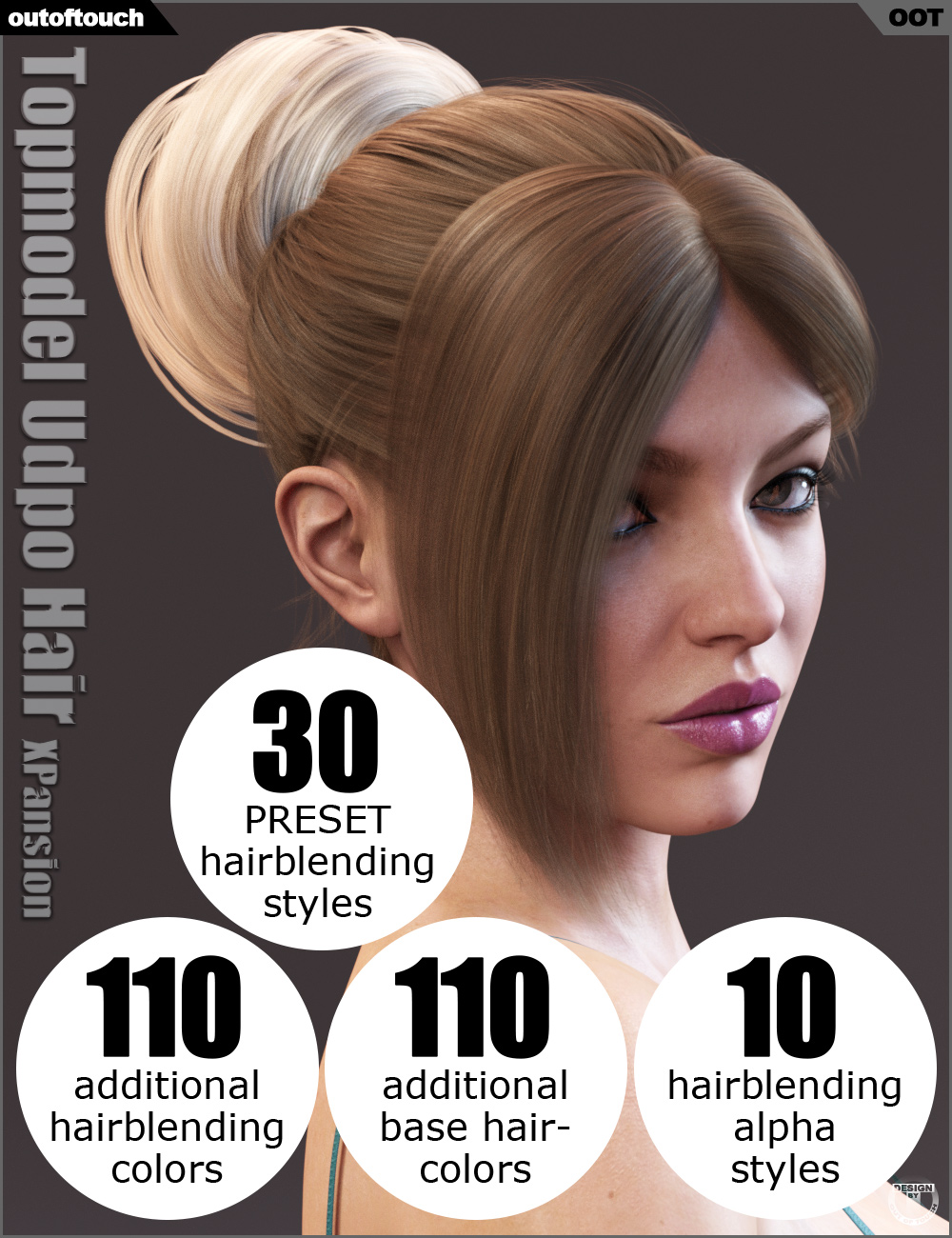 Topmodel Updo Hair and OOT Hairblending 2.0 Texture XPansion by: outoftouch, 3D Models by Daz 3D