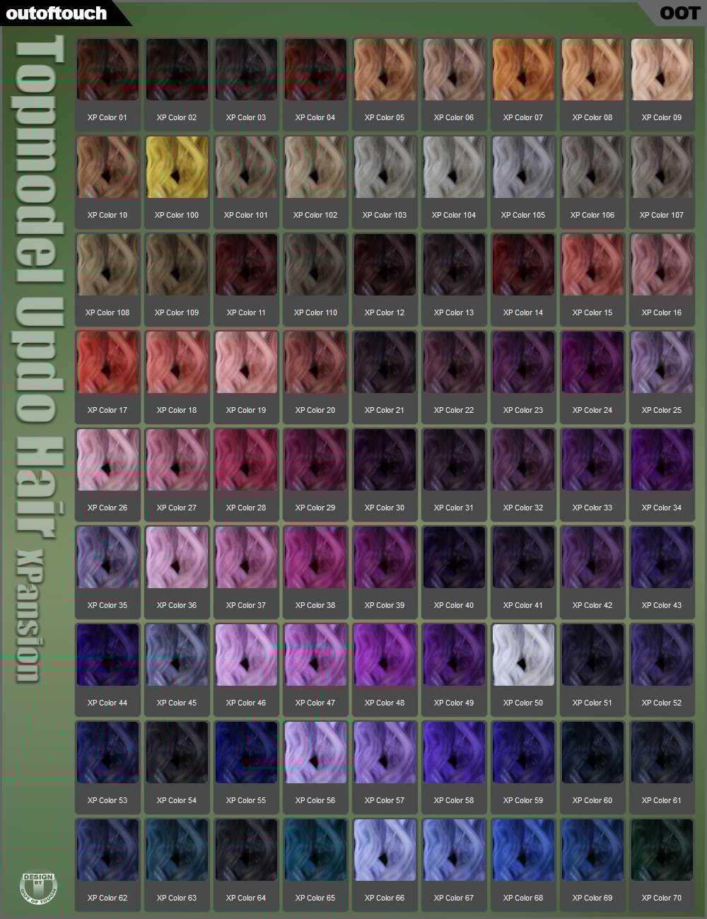 Topmodel Updo Hair and OOT Hairblending 2.0 Texture XPansion Topmodel Updo Hair and OOT Hairblending 2.0 Texture XPansion by: outoftouch, 3D Models by Daz 3D