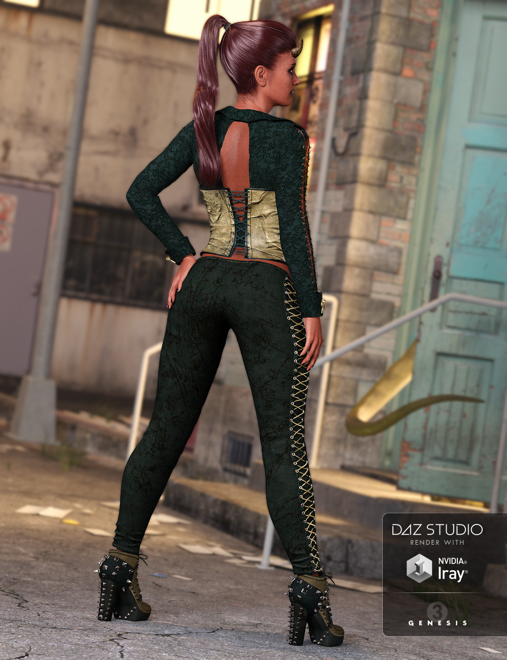 Wicked Ways Outfit for Genesis 3 Female(s) by: Anna BenjaminBarbara BrundonUmblefugly, 3D Models by Daz 3D