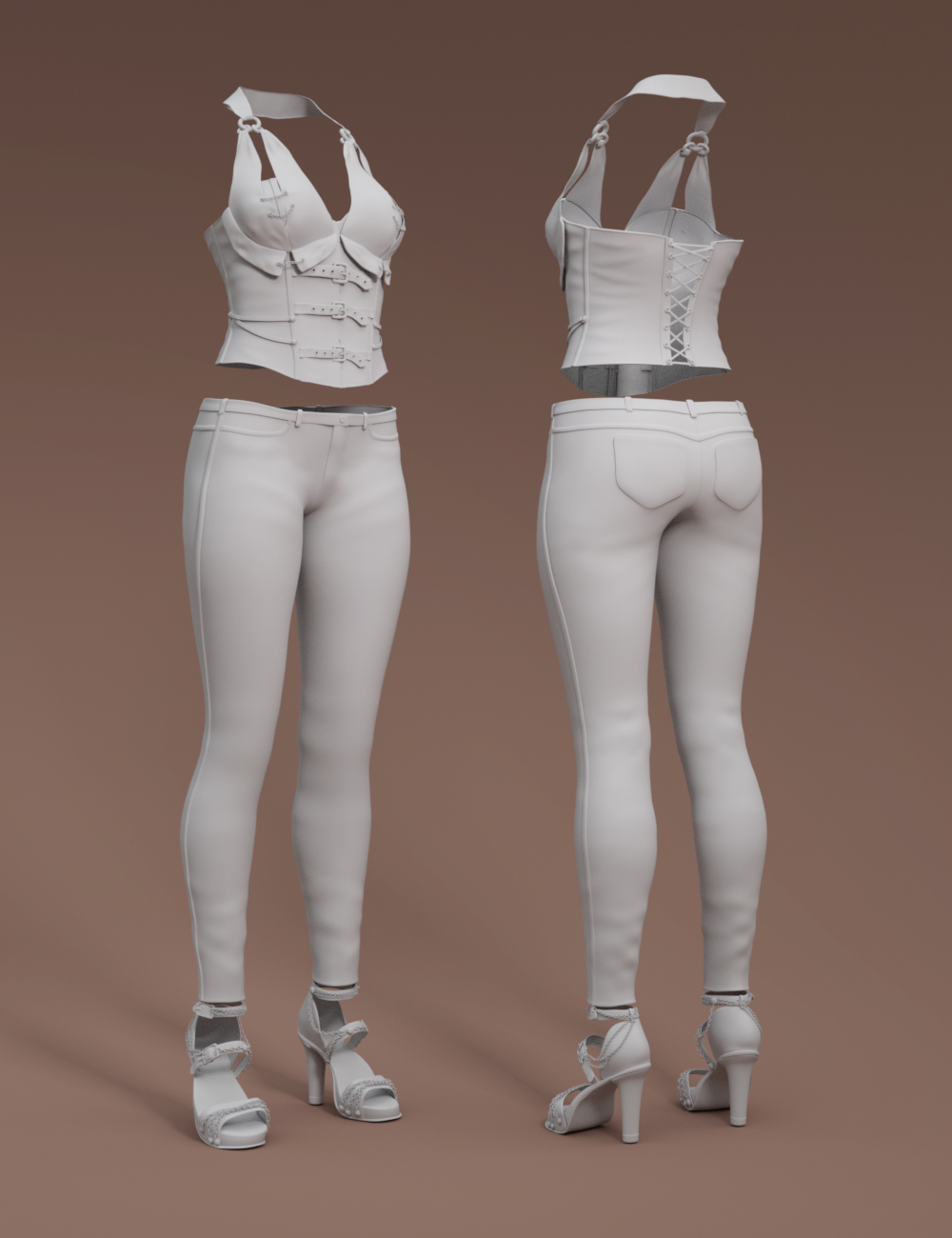 Skinny Jeans and Corset Outfit for Genesis 3 Female(s) by: Barbara BrundonShox-DesignUmblefugly, 3D Models by Daz 3D