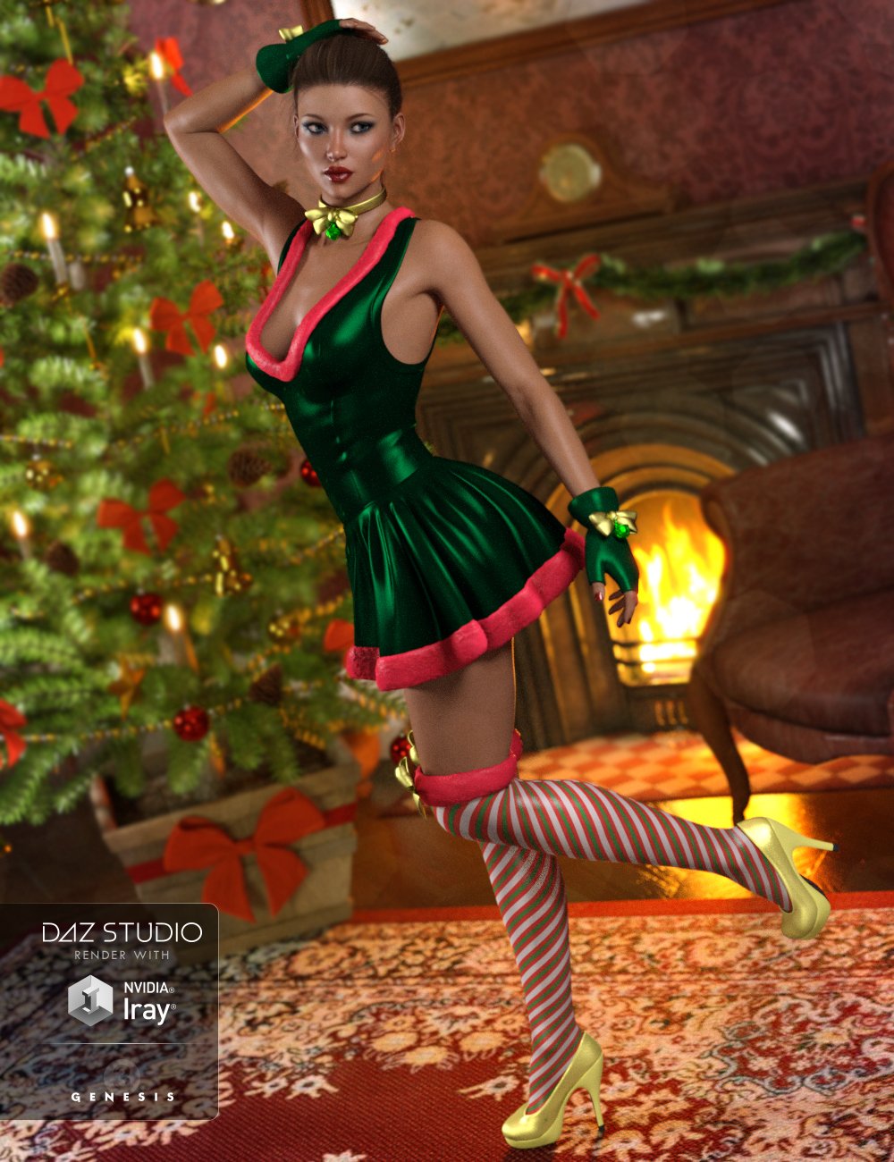 Santa Honey Outfit for Genesis 3 Female(s) by: DemianMada, 3D Models by Daz 3D