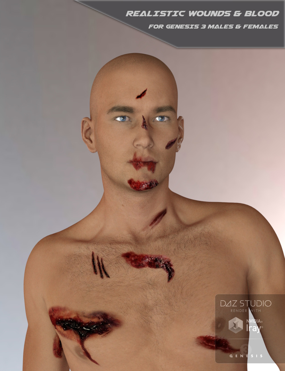 Realistic Wounds and Blood for Genesis 3 Male(s) and Female(s) by: SF-Design, 3D Models by Daz 3D