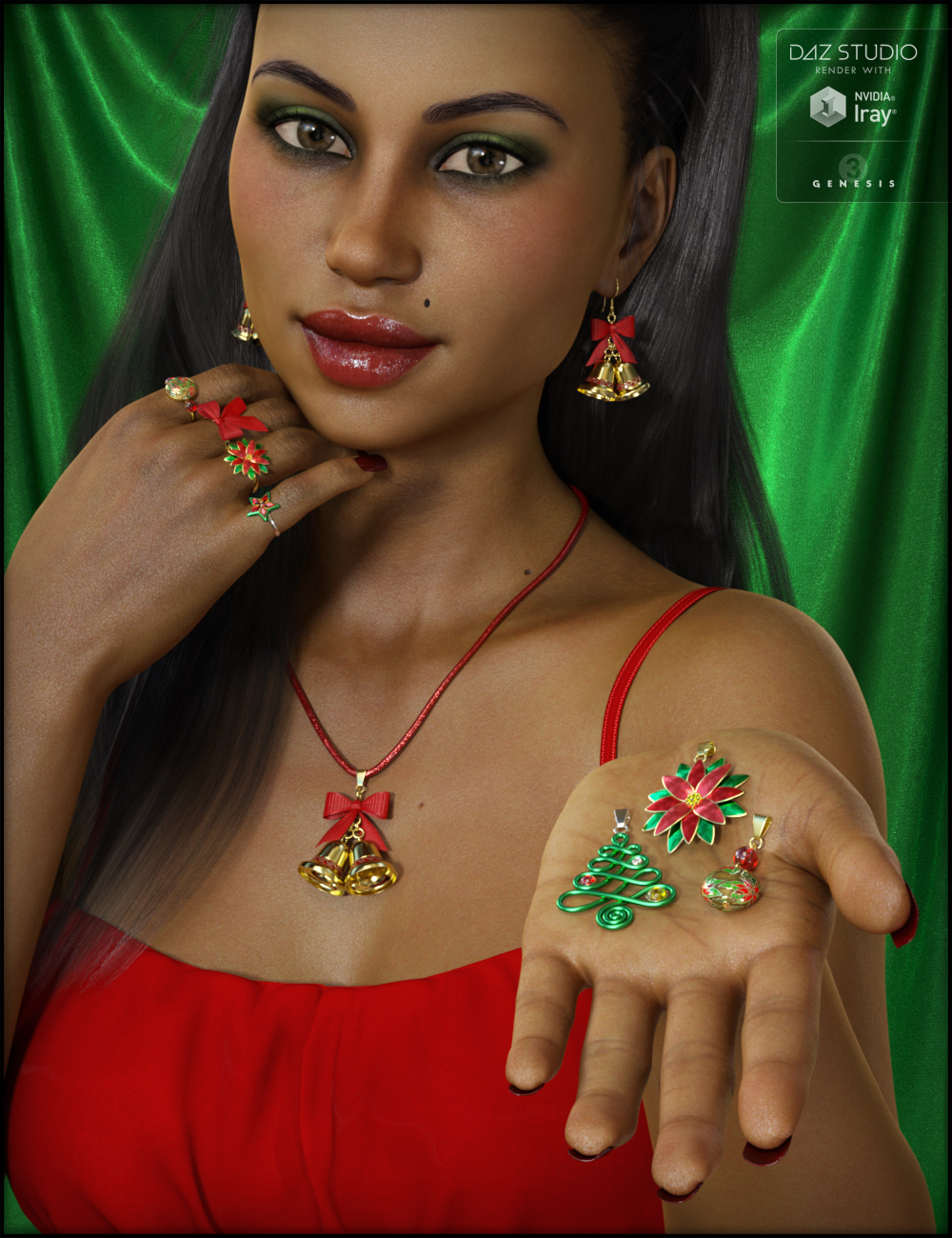 Christmas Jewelry for Genesis 3 Female(s) by: Fisty & Darc, 3D Models by Daz 3D