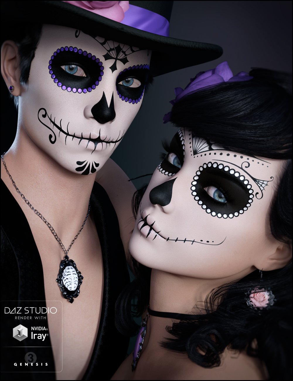 Sugar Skulls Bundle - Characters, Accessories and Poses by: JessaiiDemonicaEviliuslunchladyTrickster3DX, 3D Models by Daz 3D