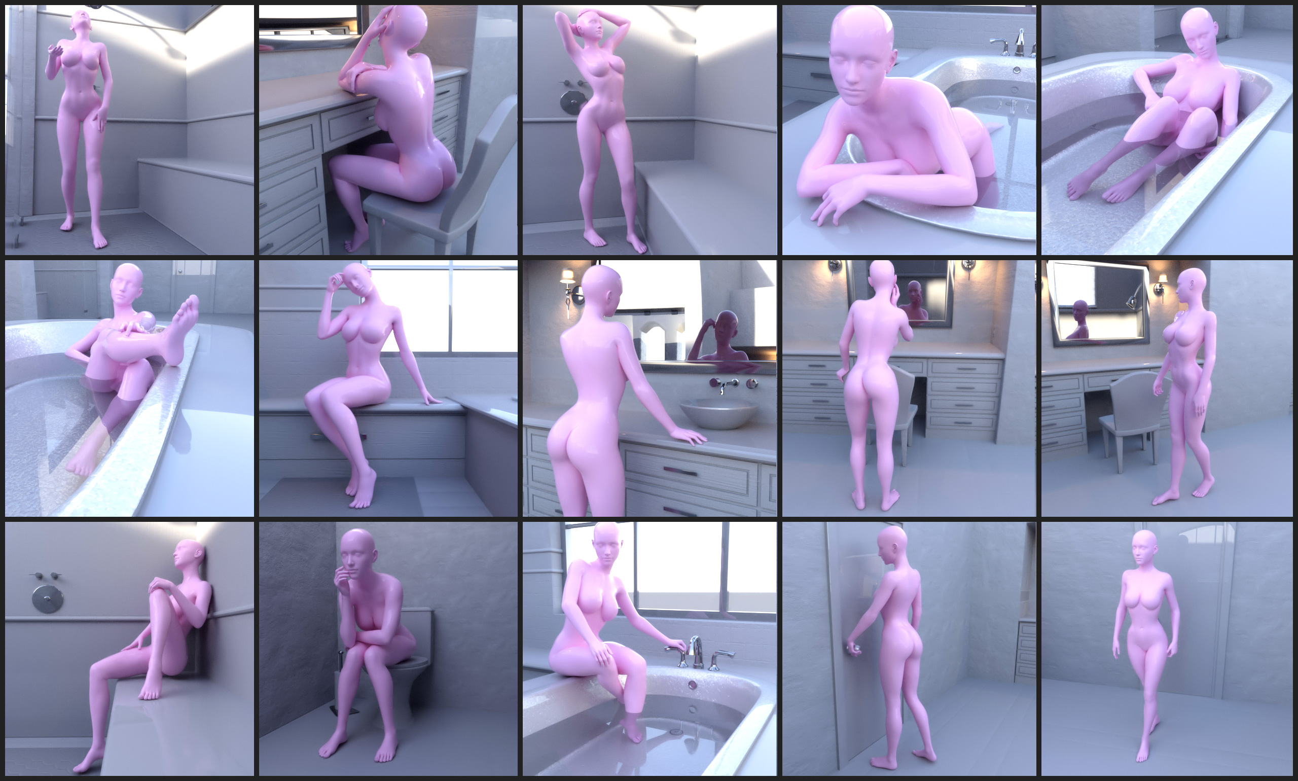 i13 Visions Bathroom Pose Collection by: ironman13, 3D Models by Daz 3D