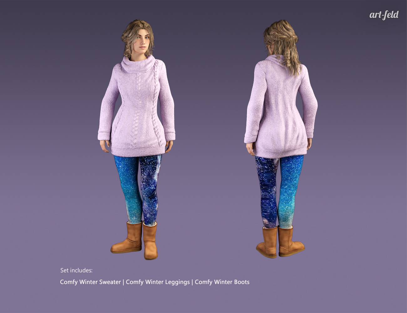 Comfy Winter Clothes for Genesis 3 Female(s) by: art-feld, 3D Models by Daz 3D