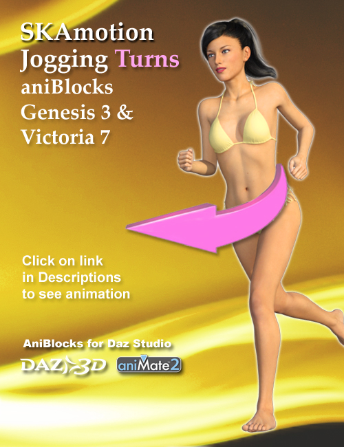 Genesis 3 Jogging Turns by: SKAmotion, 3D Models by Daz 3D