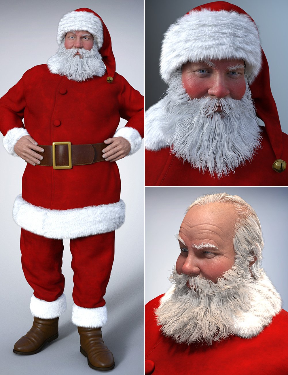 Santa Claus Outfit, Character and Hair Bundle by: , 3D Models by Daz 3D