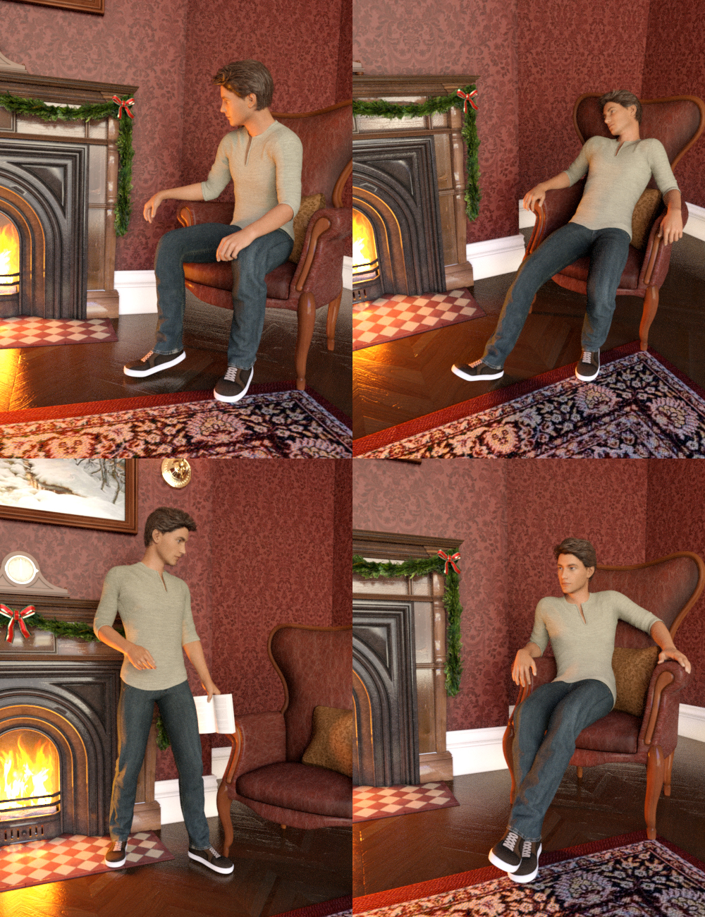 Holiday Nook Poses and Props by: PredatronDiane, 3D Models by Daz 3D