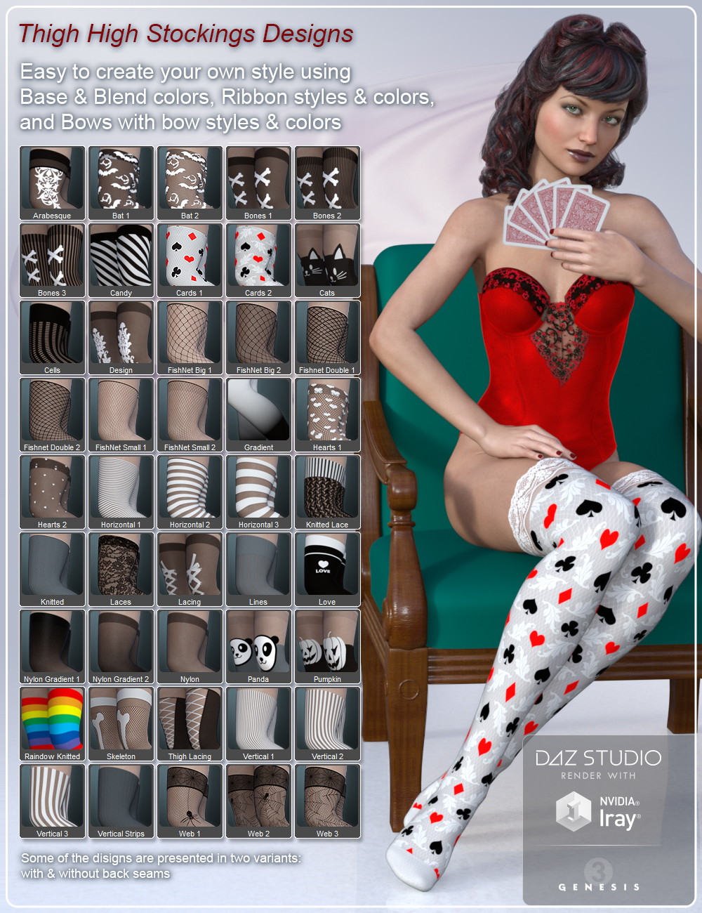 Thigh Highs Stockings & Socks for Genesis 3 and 8 Female(s) by: CJ-Studio, 3D Models by Daz 3D