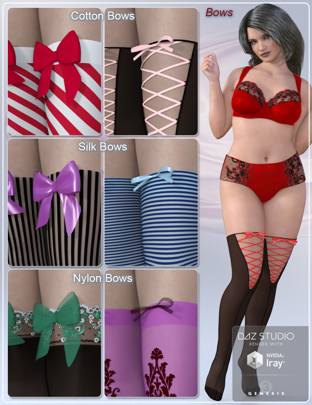 Thigh Highs Stockings & Socks for Genesis 3 and 8 Female(s) by: CJ-Studio, 3D Models by Daz 3D