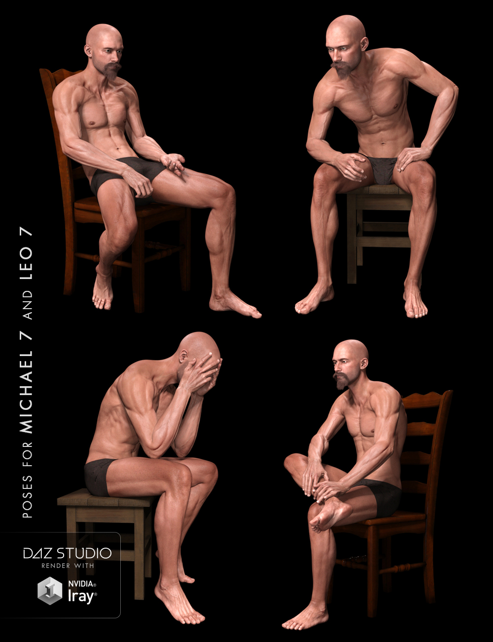 PHYSEK Poses for Michael 7 & Leo 7 by: Shimuzu, 3D Models by Daz 3D