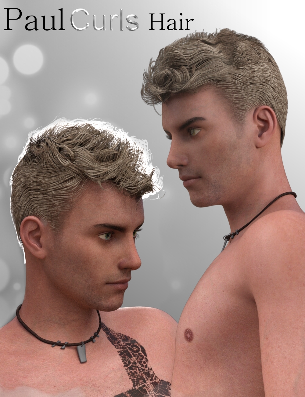 Paul Curls Hairstyle for Genesis 3 Male(s) by: Neftis3D, 3D Models by Daz 3D