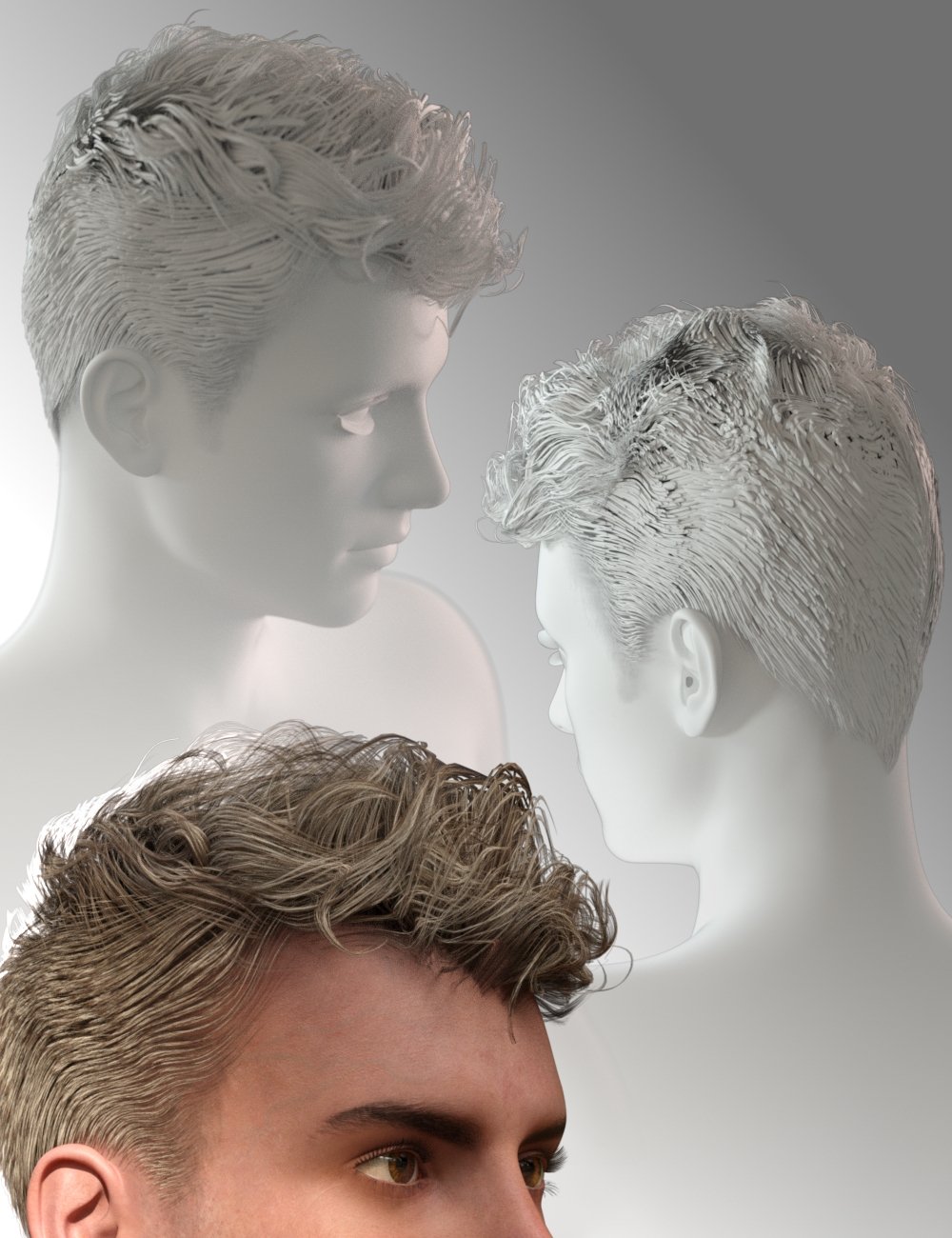 Paul Curls Hairstyle for Genesis 3 Male(s) by: Neftis3D, 3D Models by Daz 3D