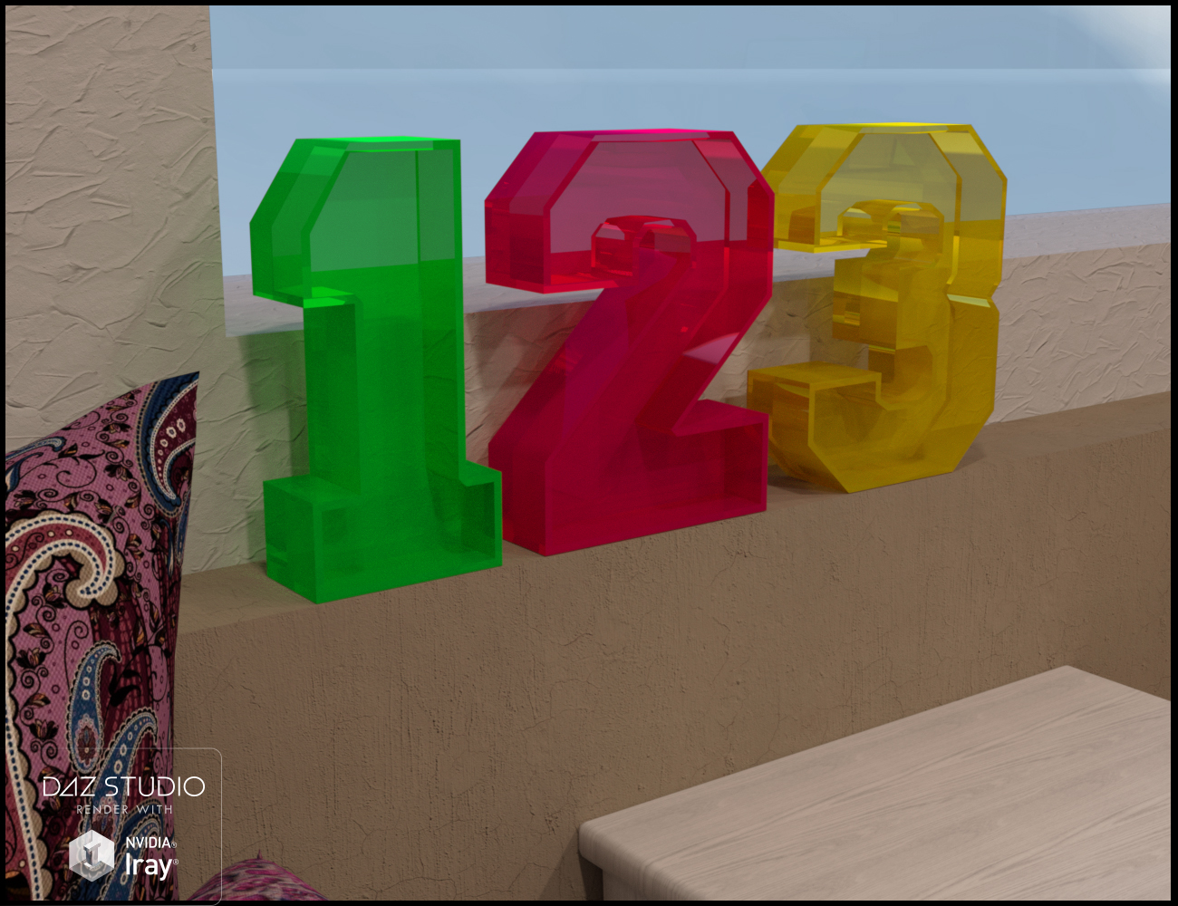 Alphabet and Number Props with Lights for Iray Daz 3D