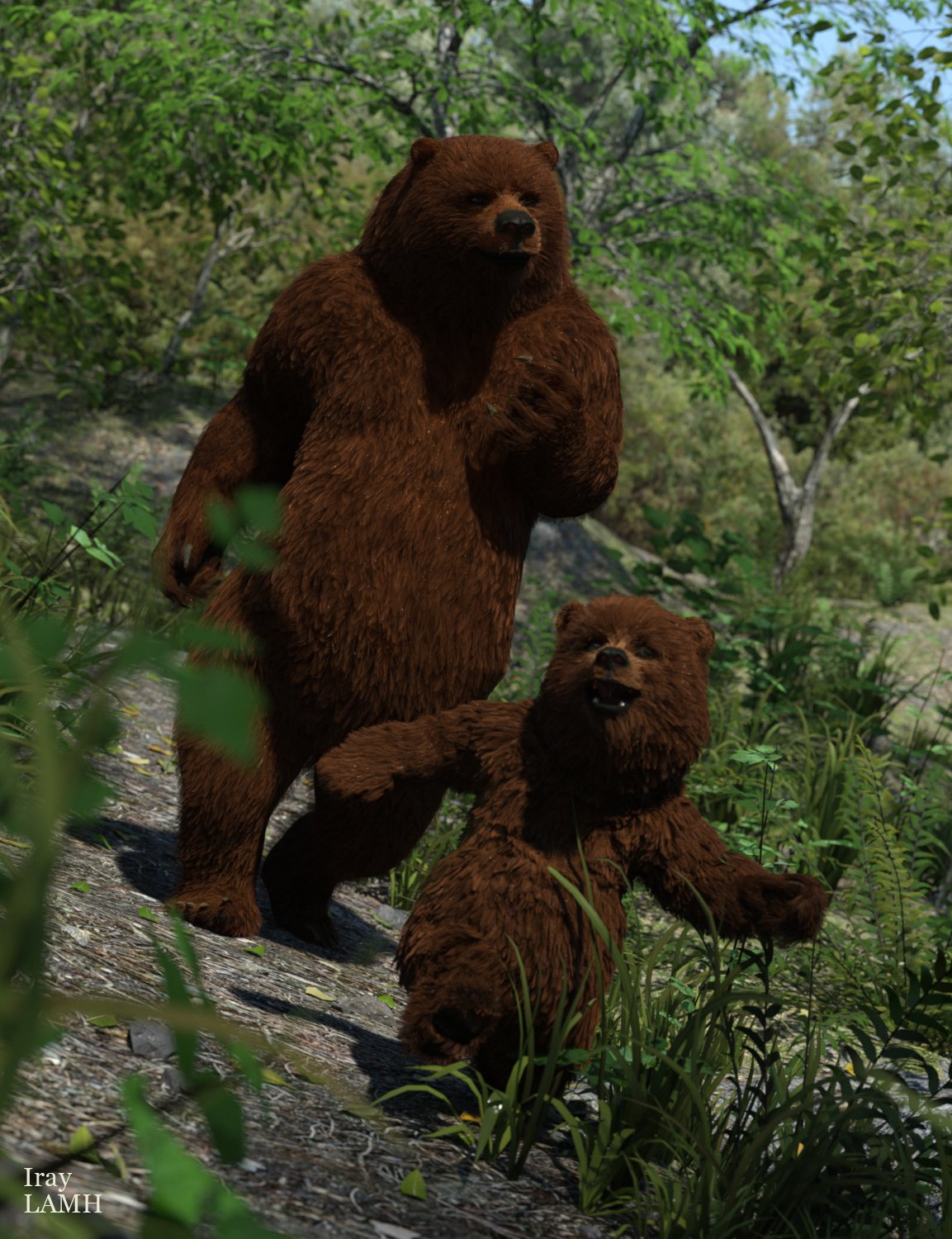 Mr. Bear and Son for Genesis 3 Male(s) by: JoeQuick, 3D Models by Daz 3D
