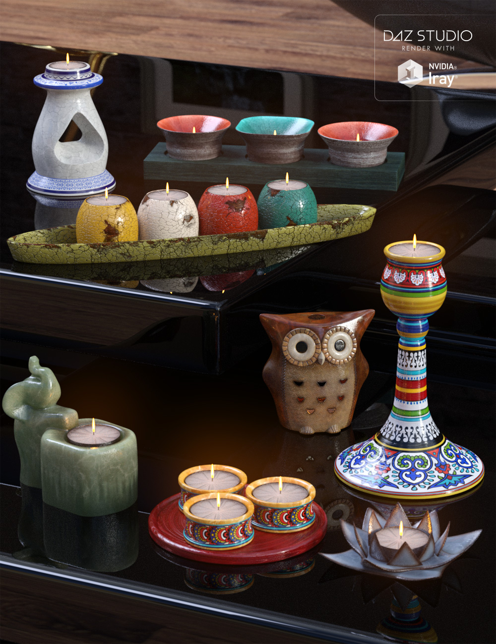 Ceramic Candle Holders by: LilflameSveva, 3D Models by Daz 3D