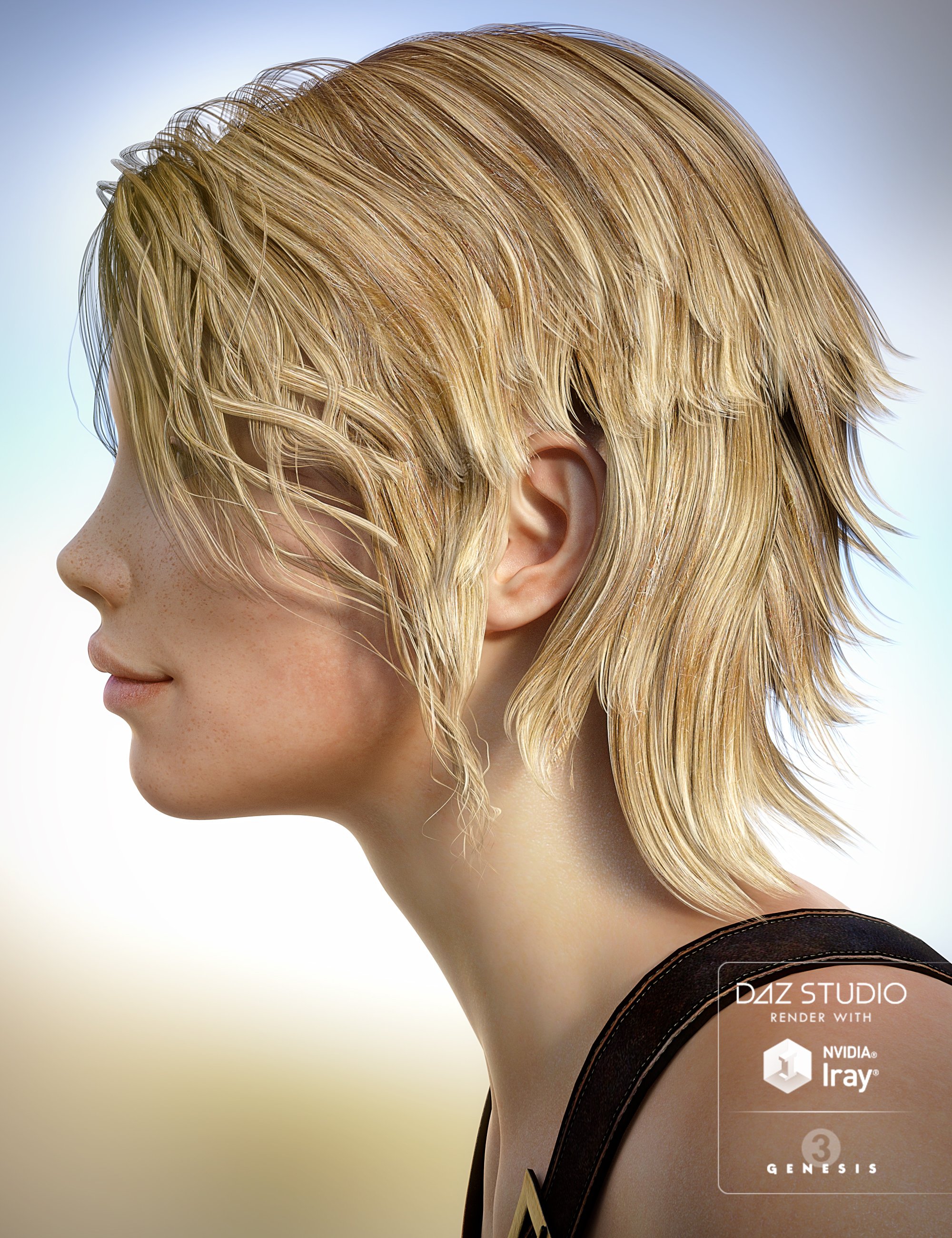 Elven Hair for Genesis 3 Male(s) by: goldtassel, 3D Models by Daz 3D