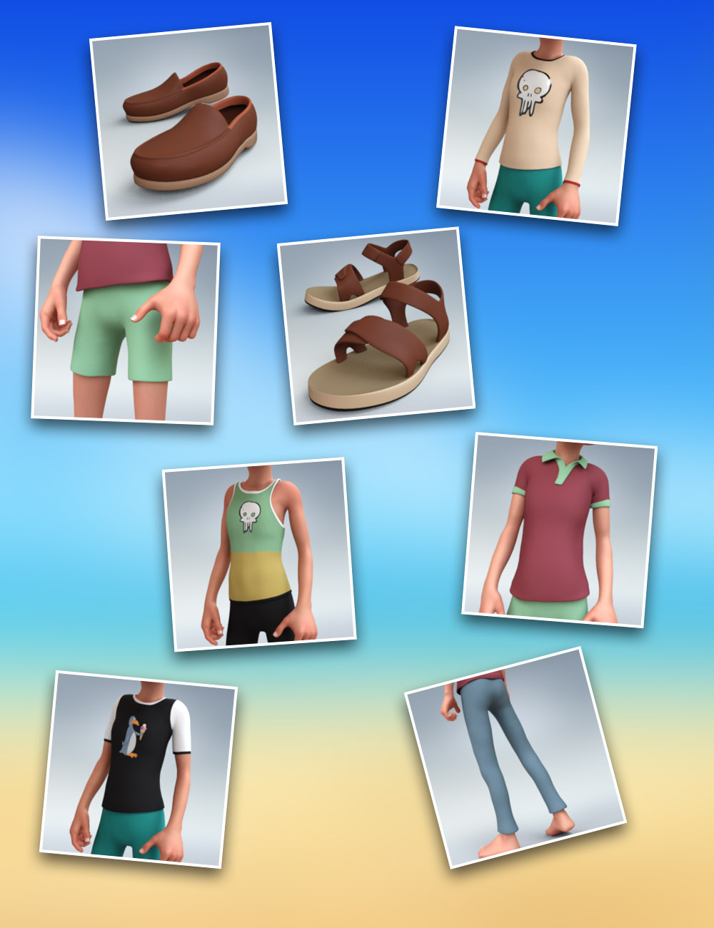 Toon Generations 2 Male Clothing for Genesis 3 Male(s) by: 3D Universe, 3D Models by Daz 3D