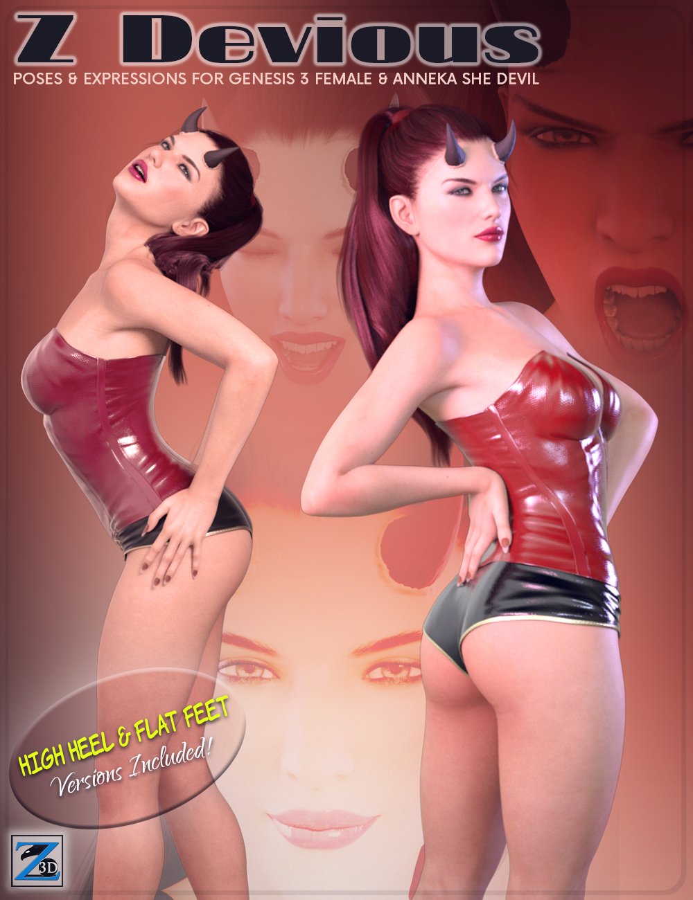 Z Devious - Poses and Expressions for Anneka She Devil & Genesis 3 Female by: Zeddicuss, 3D Models by Daz 3D
