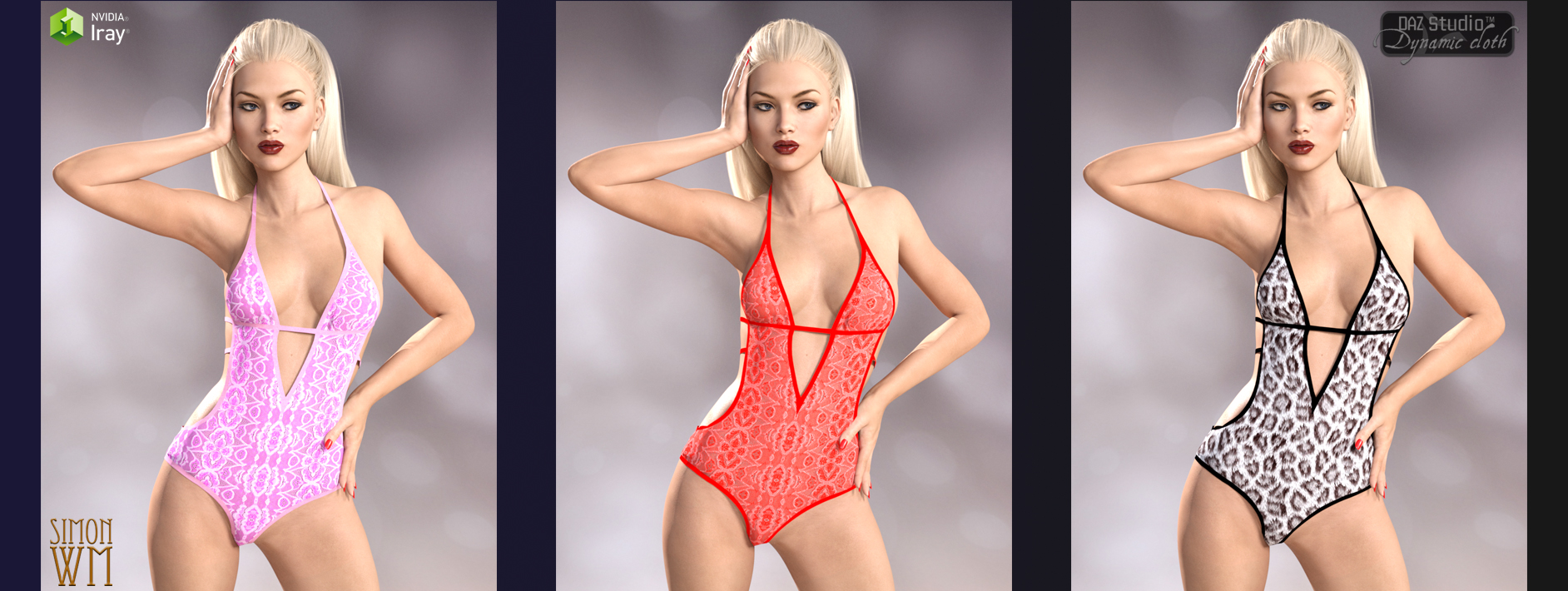 Dynamic Lingerie Collection for Genesis 3 Female & Victoria 7 by: SimonWMOptiTex, 3D Models by Daz 3D