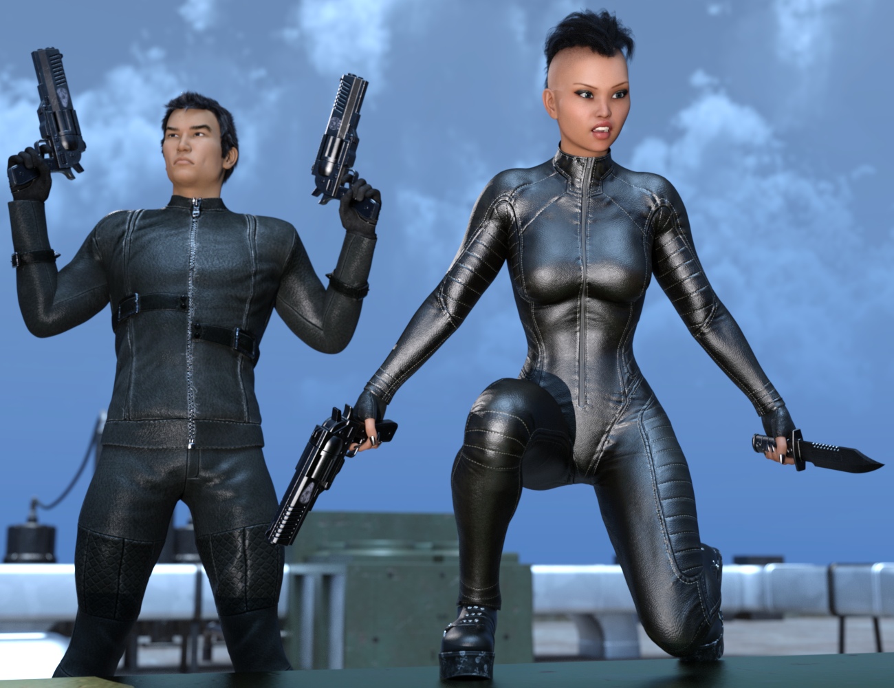 Revolver, Knife and Pose Set for Genesis 3 Male and Female by: Nightshift3D, 3D Models by Daz 3D