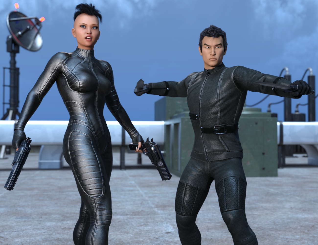 Revolver, Knife and Pose Set for Genesis 3 Male and Female by: Nightshift3D, 3D Models by Daz 3D