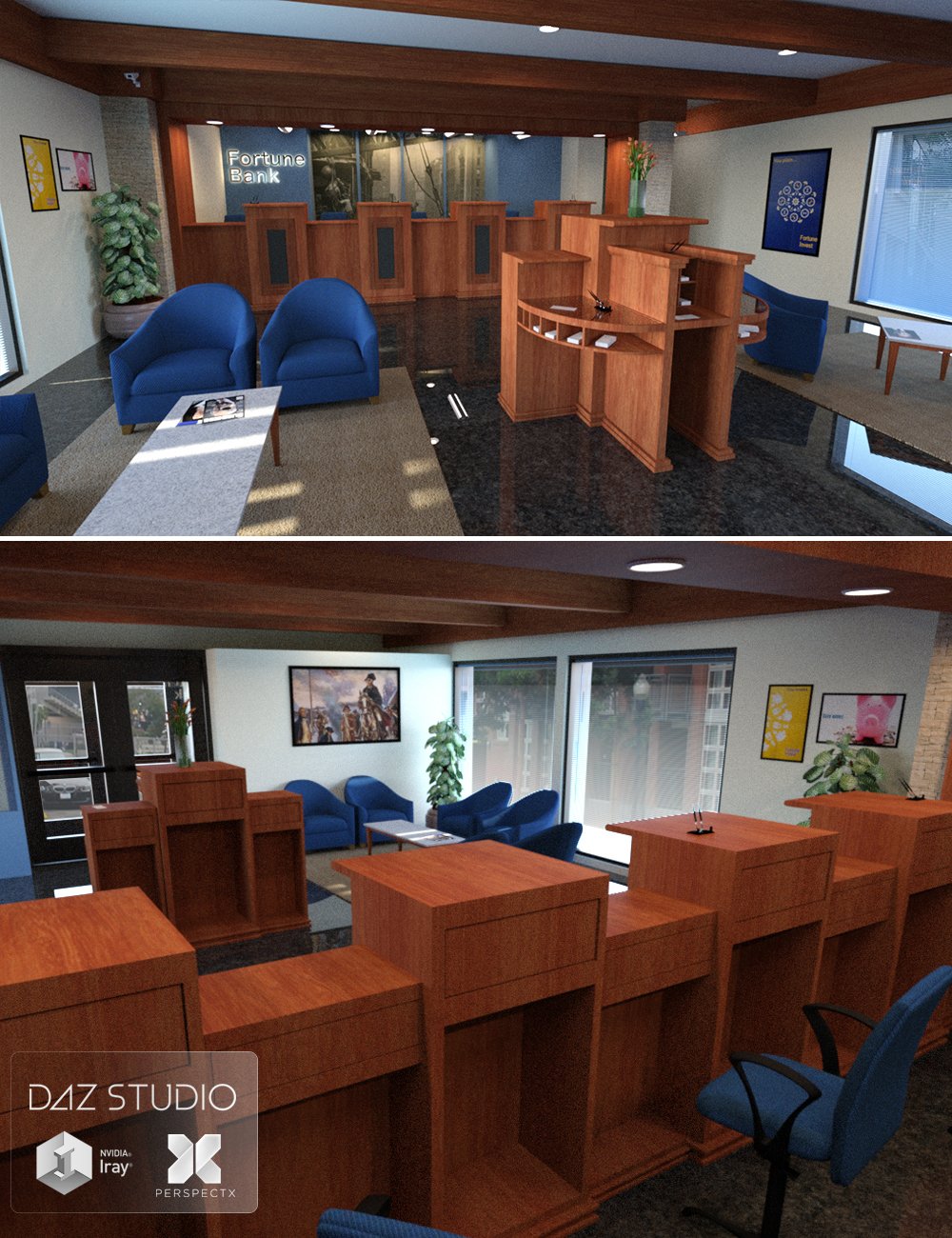 Fortune Bank by: PerspectX, 3D Models by Daz 3D