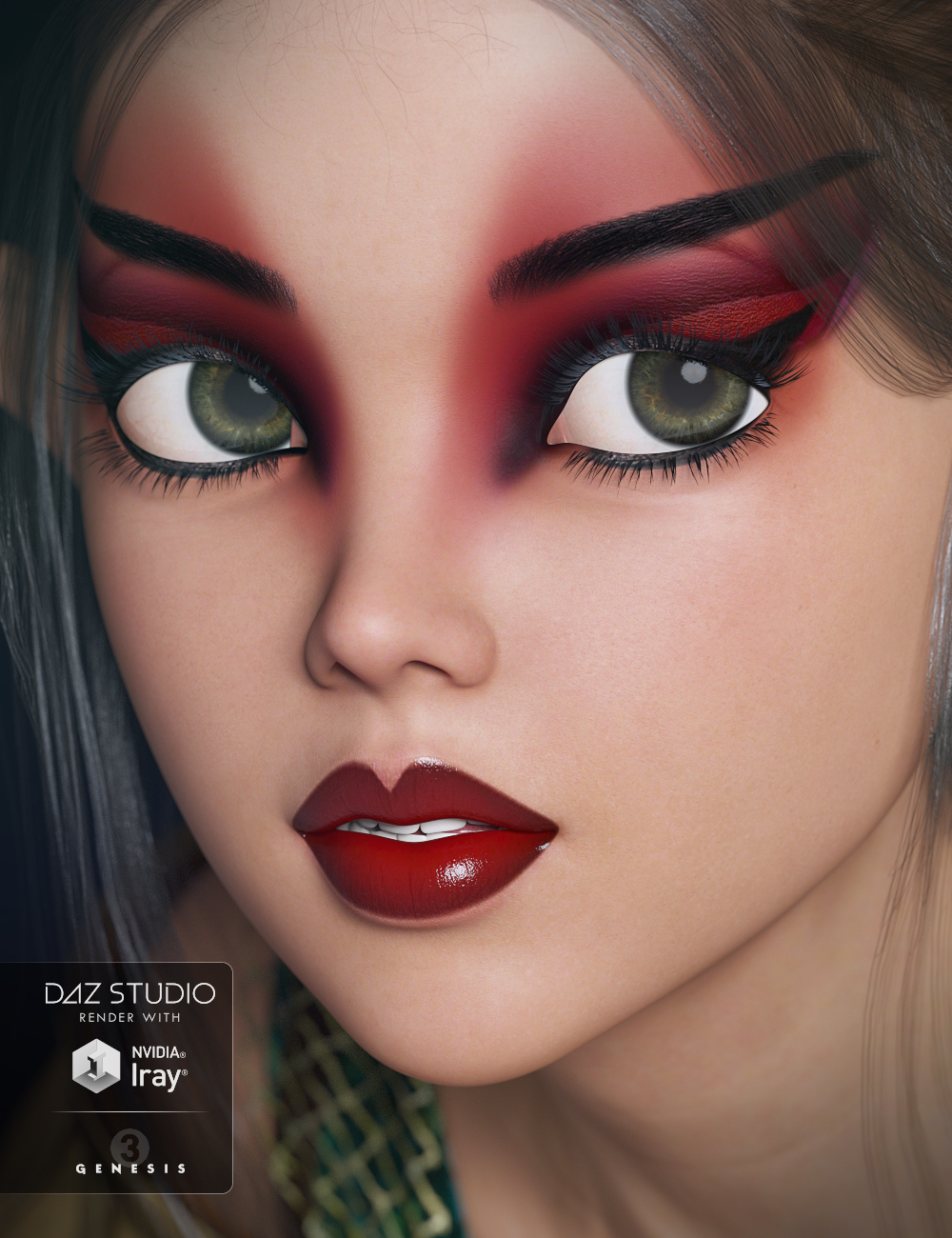 Dark Fantasy Makeup for Genesis 3 Female by: ForbiddenWhispers, 3D Models by Daz 3D