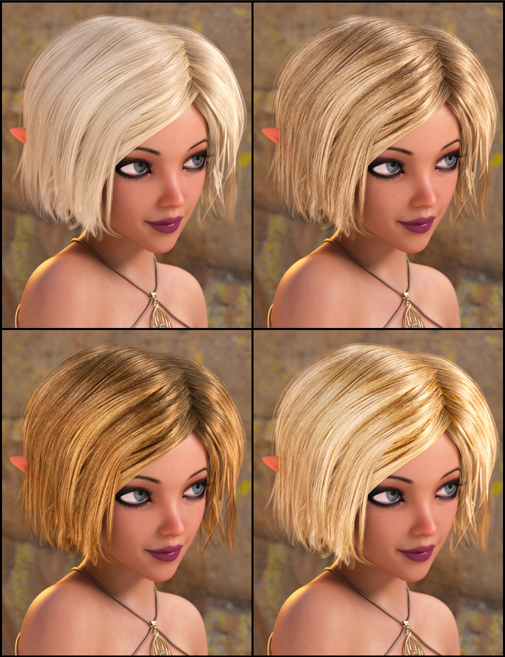 Choppy Bob Hair for Genesis 3 Female(s) by: , 3D Models by Daz 3D