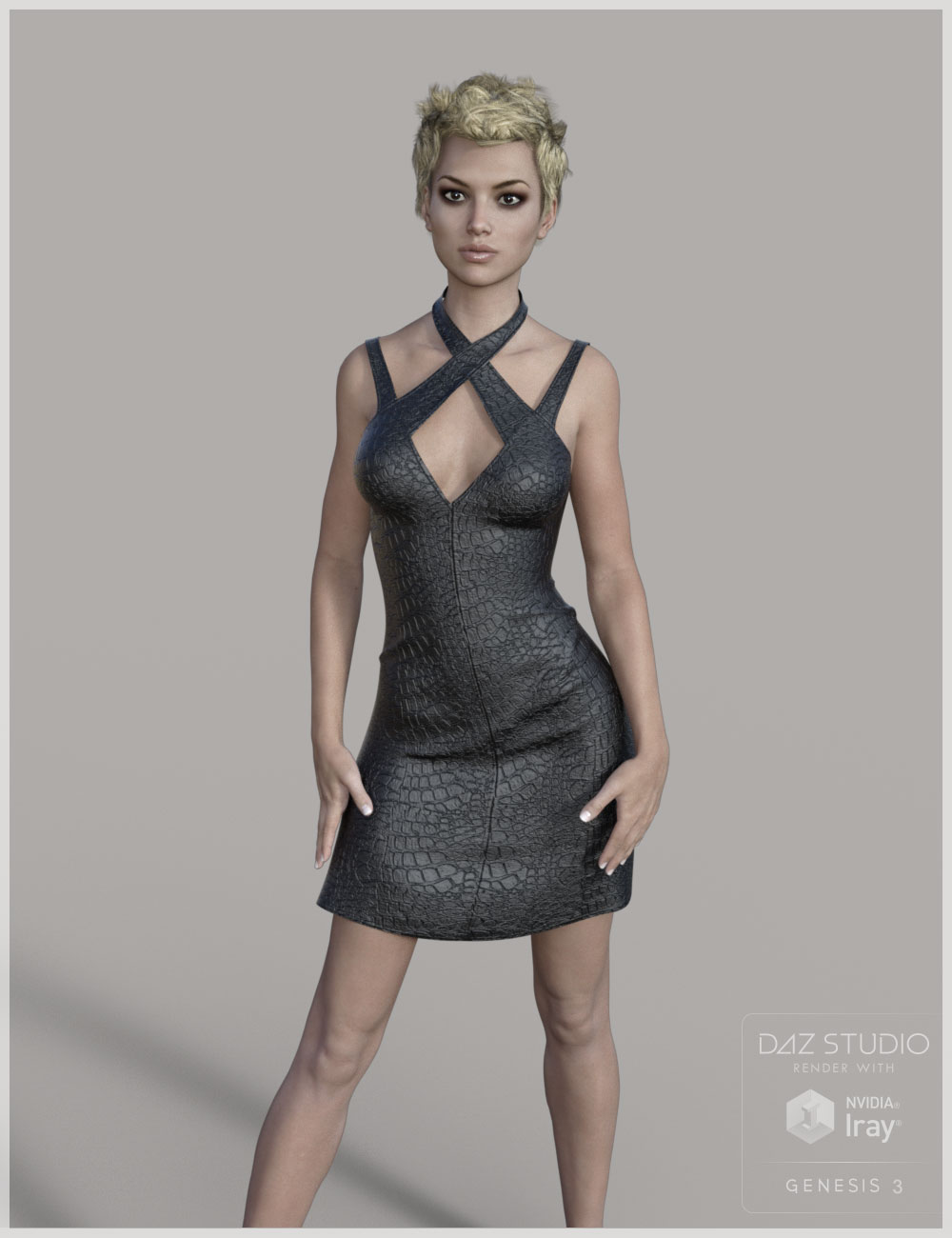 Leather Dress for Genesis 3 Female(s) by: Cute3D, 3D Models by Daz 3D