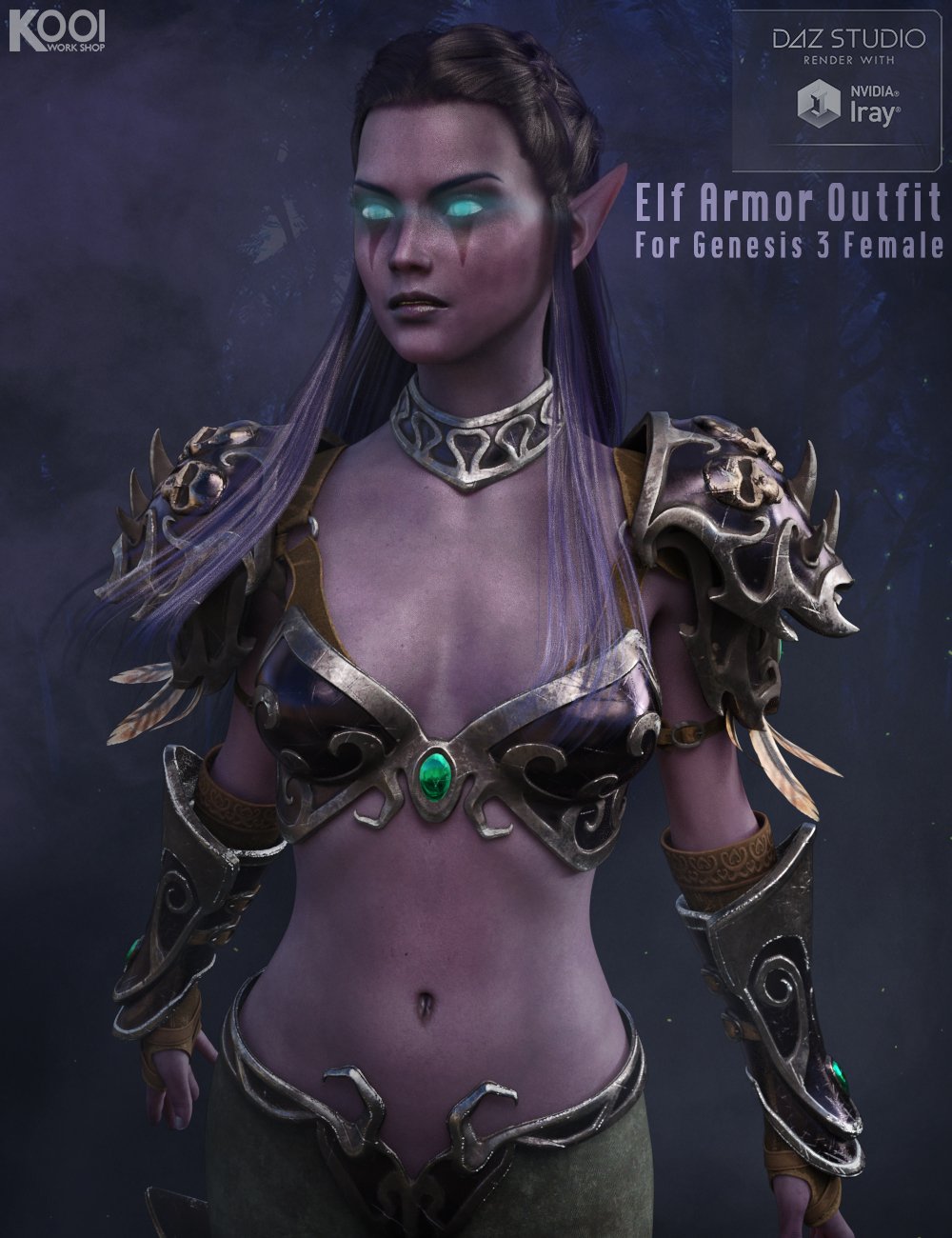 Elf Armor Outfit for Genesis 3 Female(s) by: Kool, 3D Models by Daz 3D