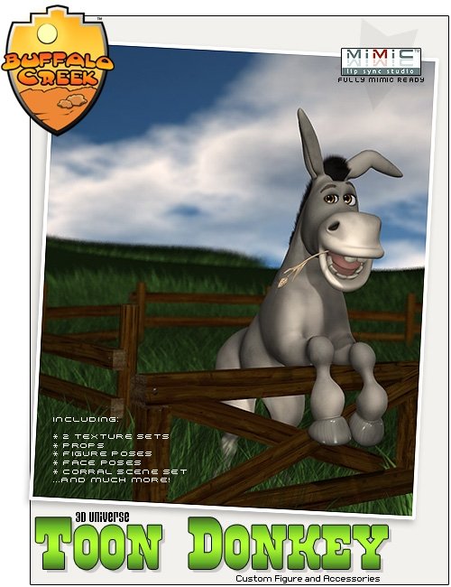 3D Universe Toon Donkey by: 3D Universe, 3D Models by Daz 3D