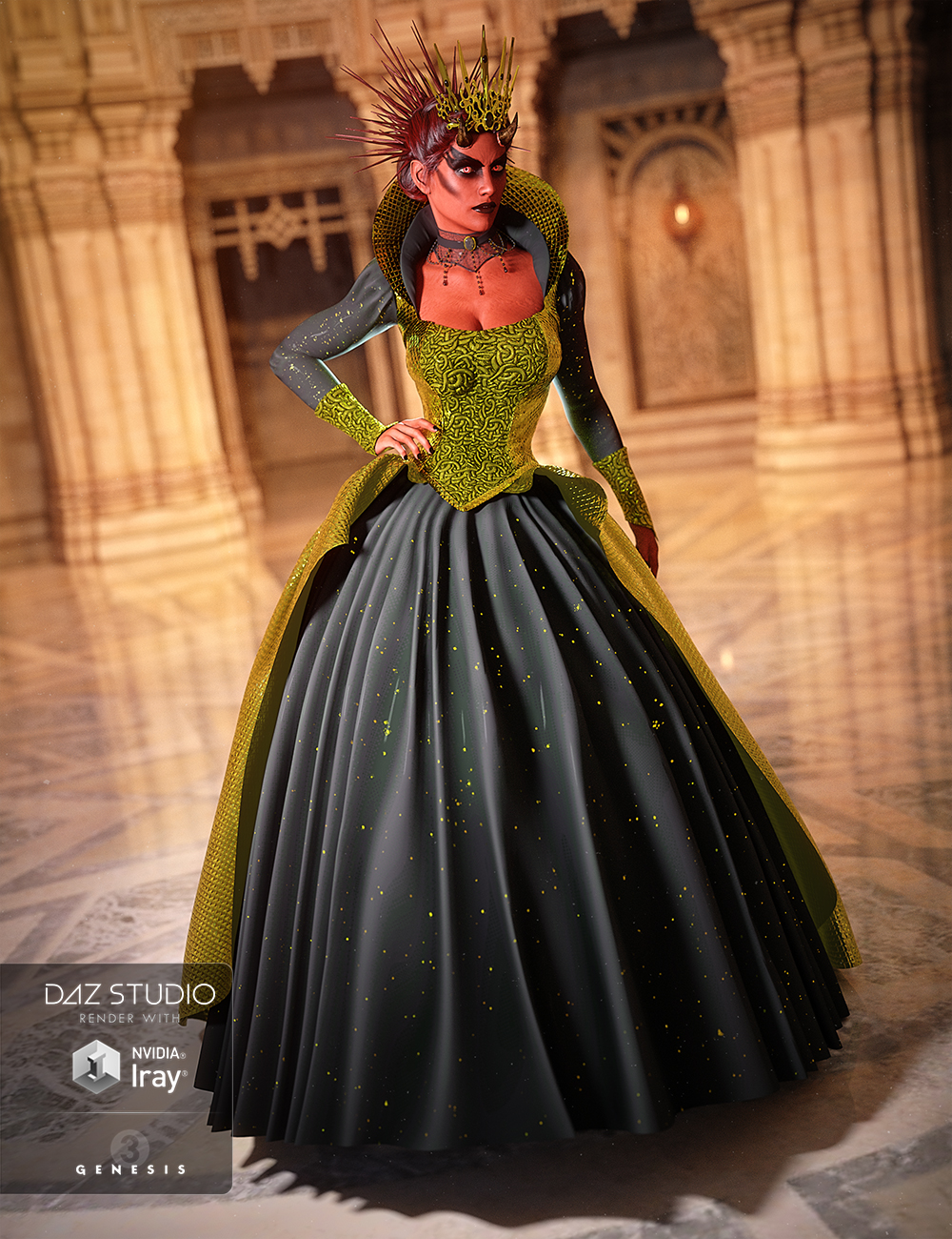 Deliciously Evil Queen Outfit for Genesis 3 Female(s) by: NikisatezDemian, 3D Models by Daz 3D